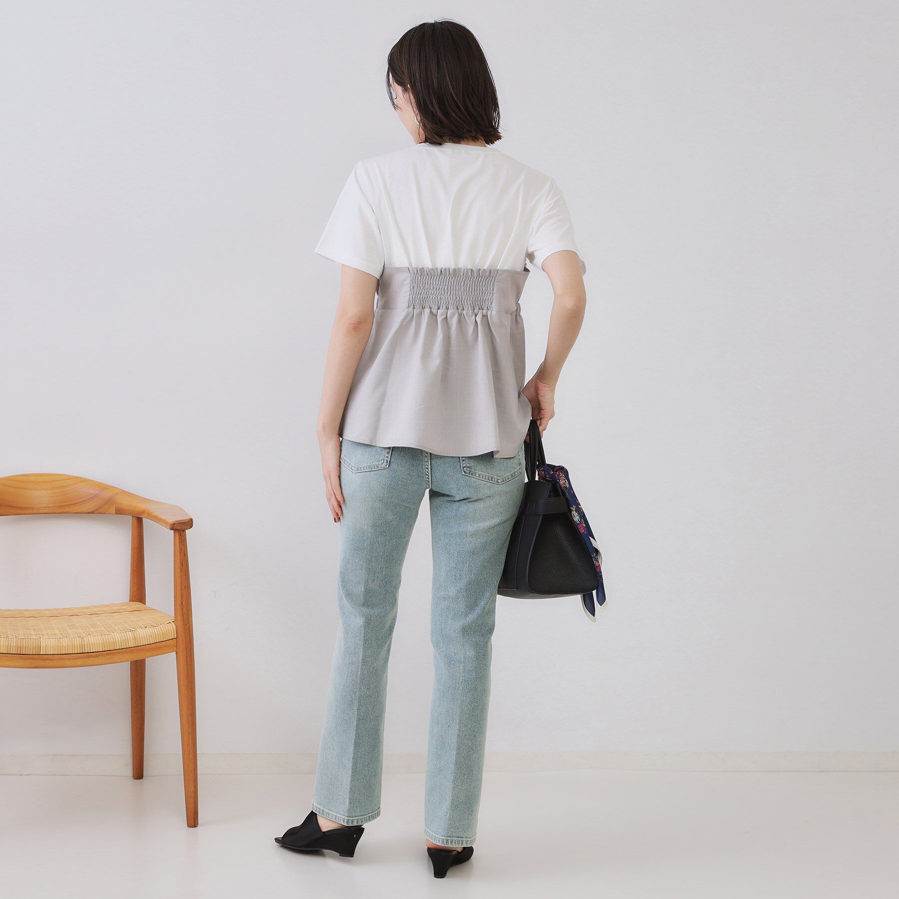 OPAQUE.CLIP「ストレッチセミフレアデニム【洗濯機洗い可】《SS～LL》」|デニム|