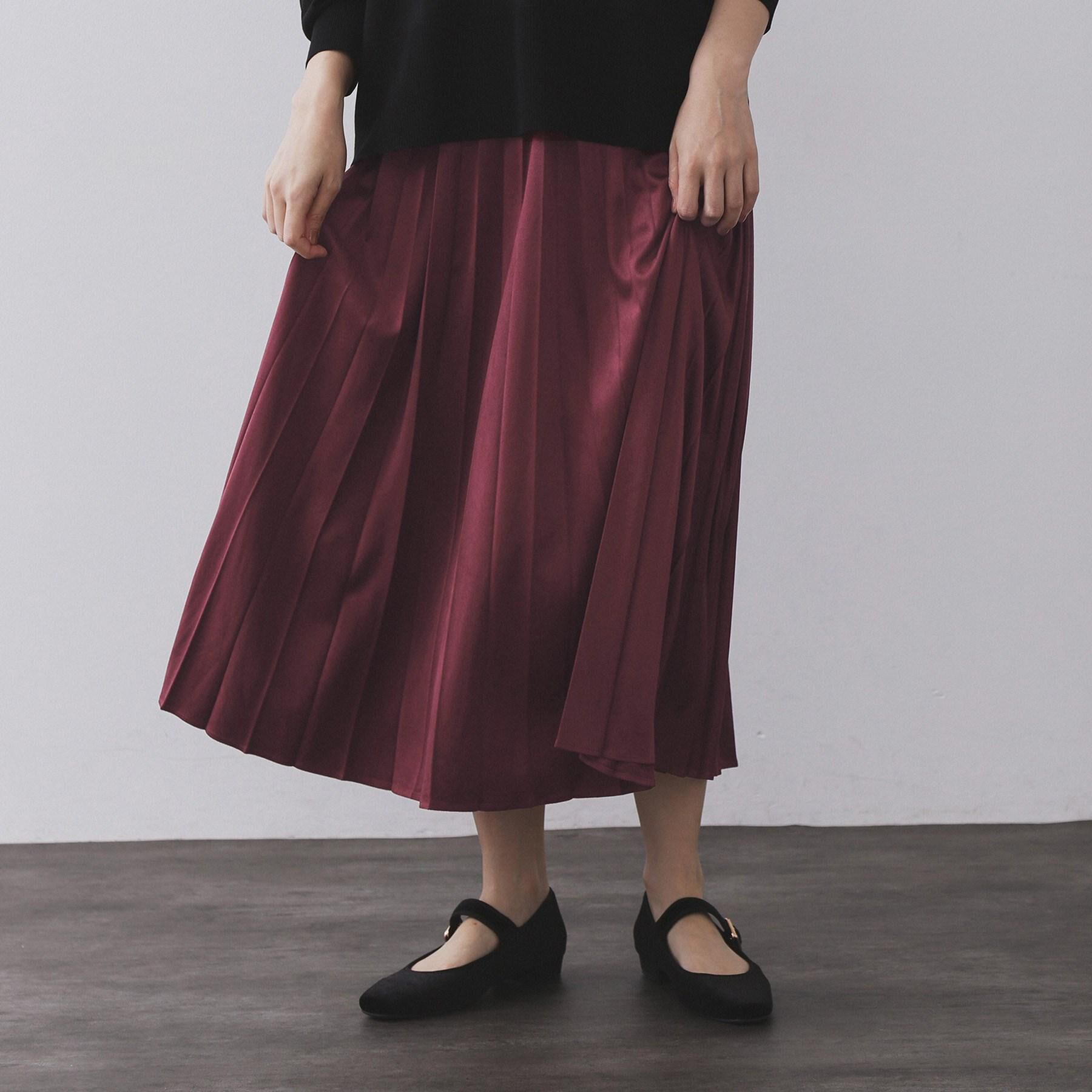 OPAQUE.CLIP「フェイクスウェードプリーツスカート【静電気防止加工/洗濯機OK】」|スカート|