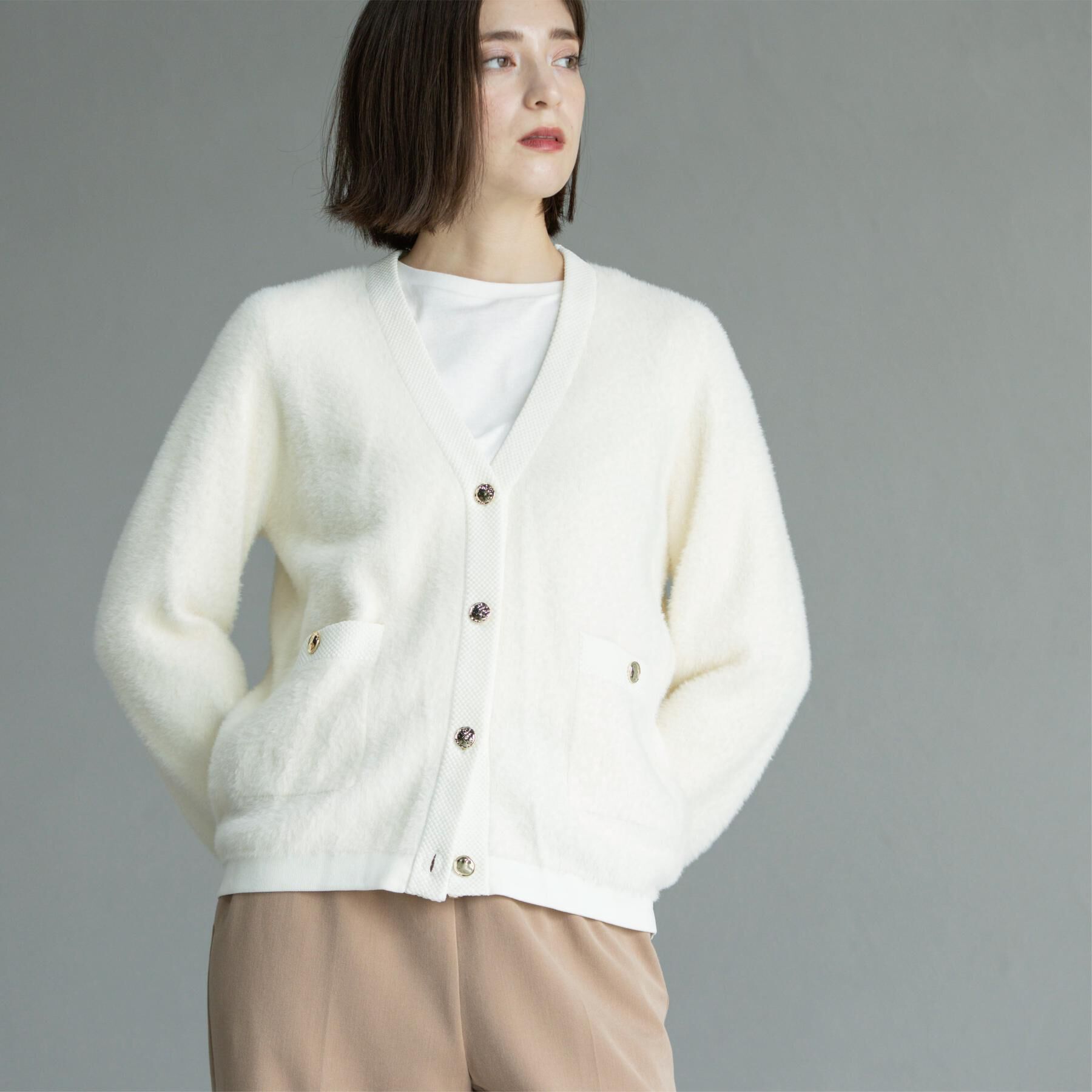 OPAQUE.CLIP「フェザーヤーンカーディガン【洗濯機OK/抗ピル】」|カーディガン|