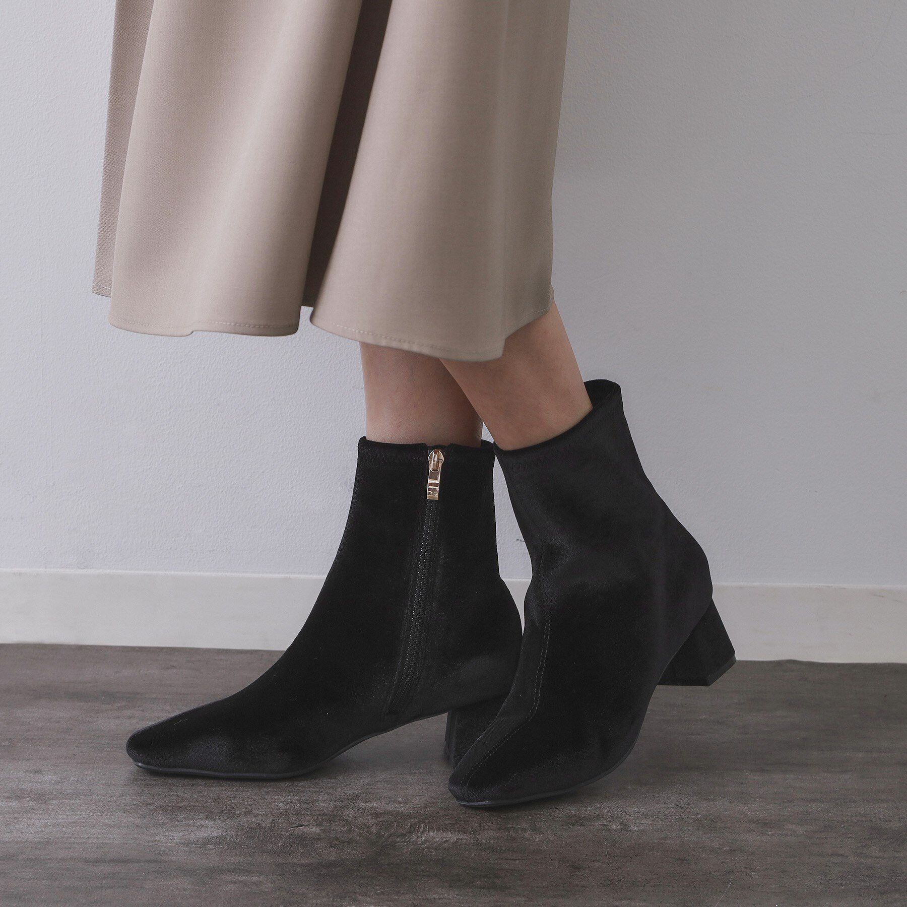 OPAQUE.CLIP「ベーシックショートブーツ【THEシリーズ/抗菌防臭加工】」|ショートブーツ|ブラック(819)