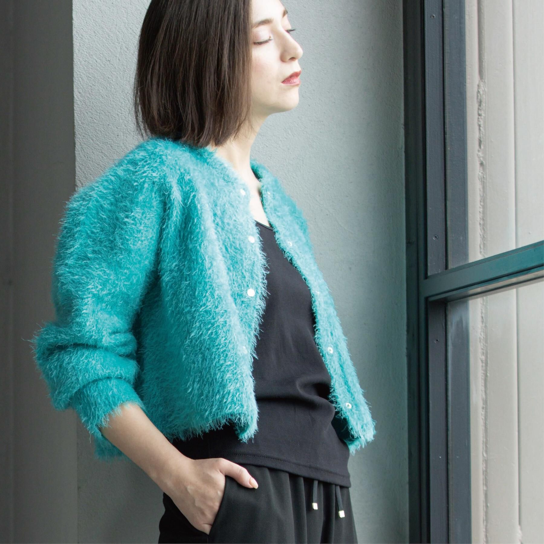 OPAQUE.CLIP「シャギーショートカーディガン【洗濯機OK】《6col》」|カーディガン|