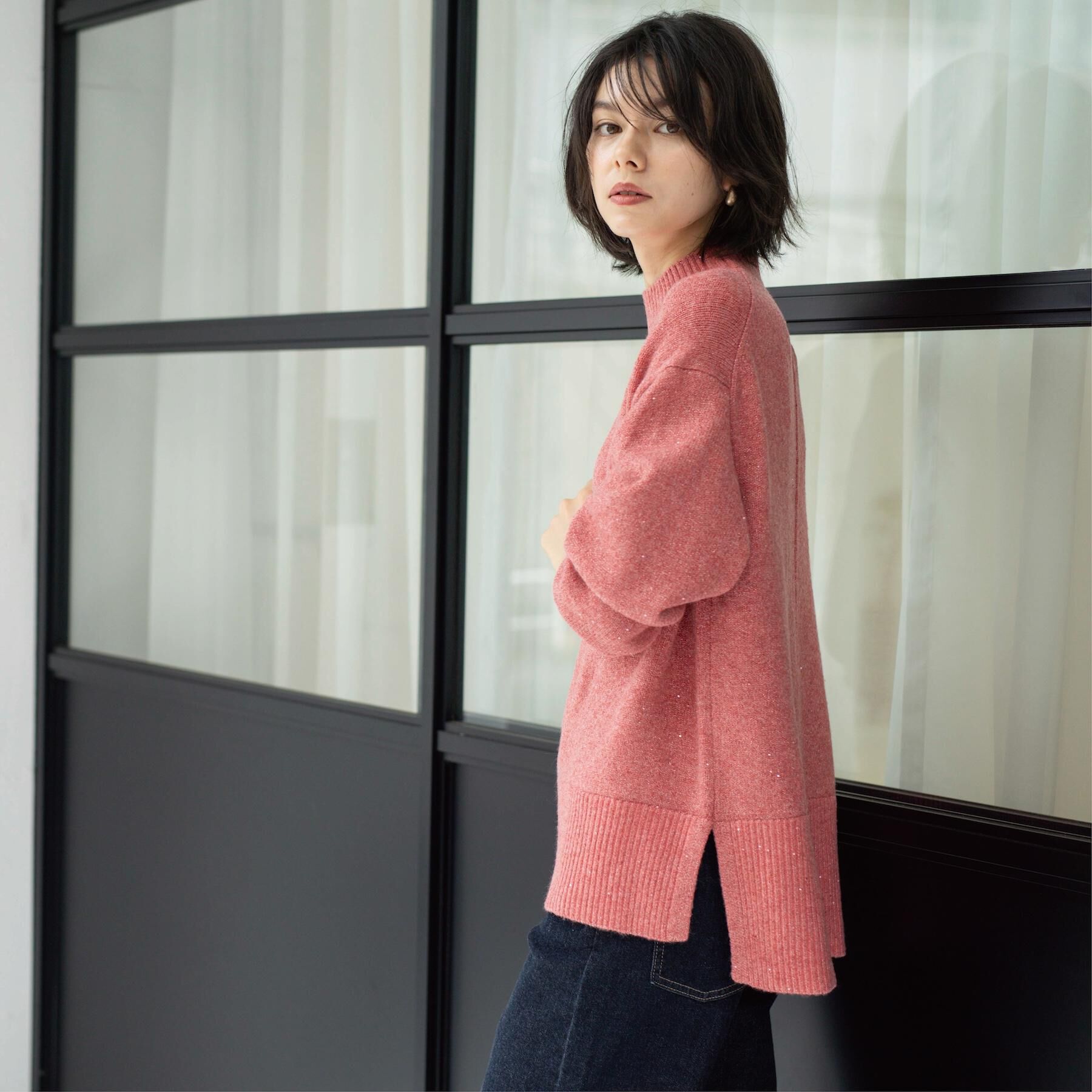 OPAQUE.CLIP「ラメスパンコールハイネックニット/セットアップ対応可【洗濯機OK】」|ニット・セーター|