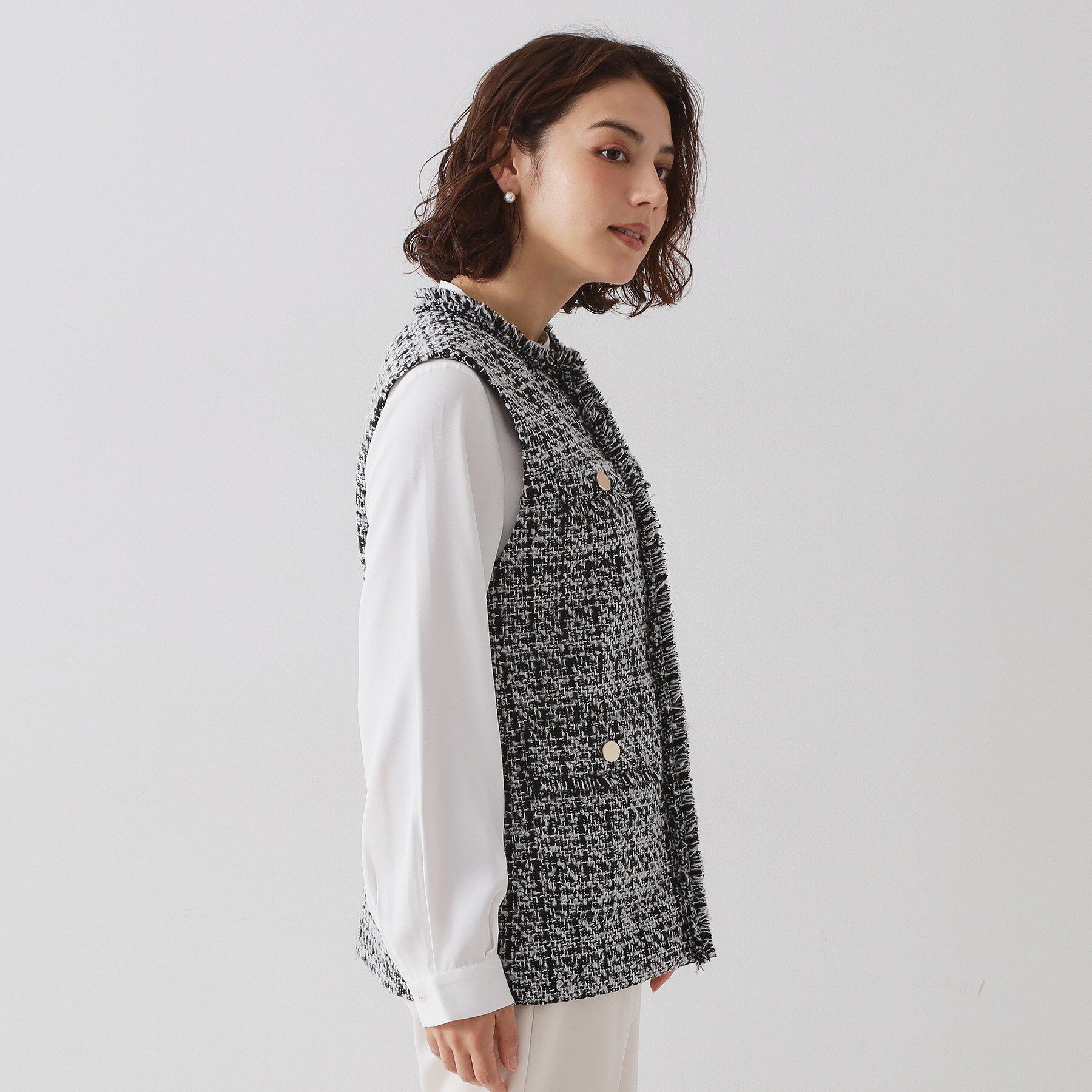 OPAQUE.CLIP「《通勤対応》ツイードジレ【洗える】」|ベスト・ジレ|