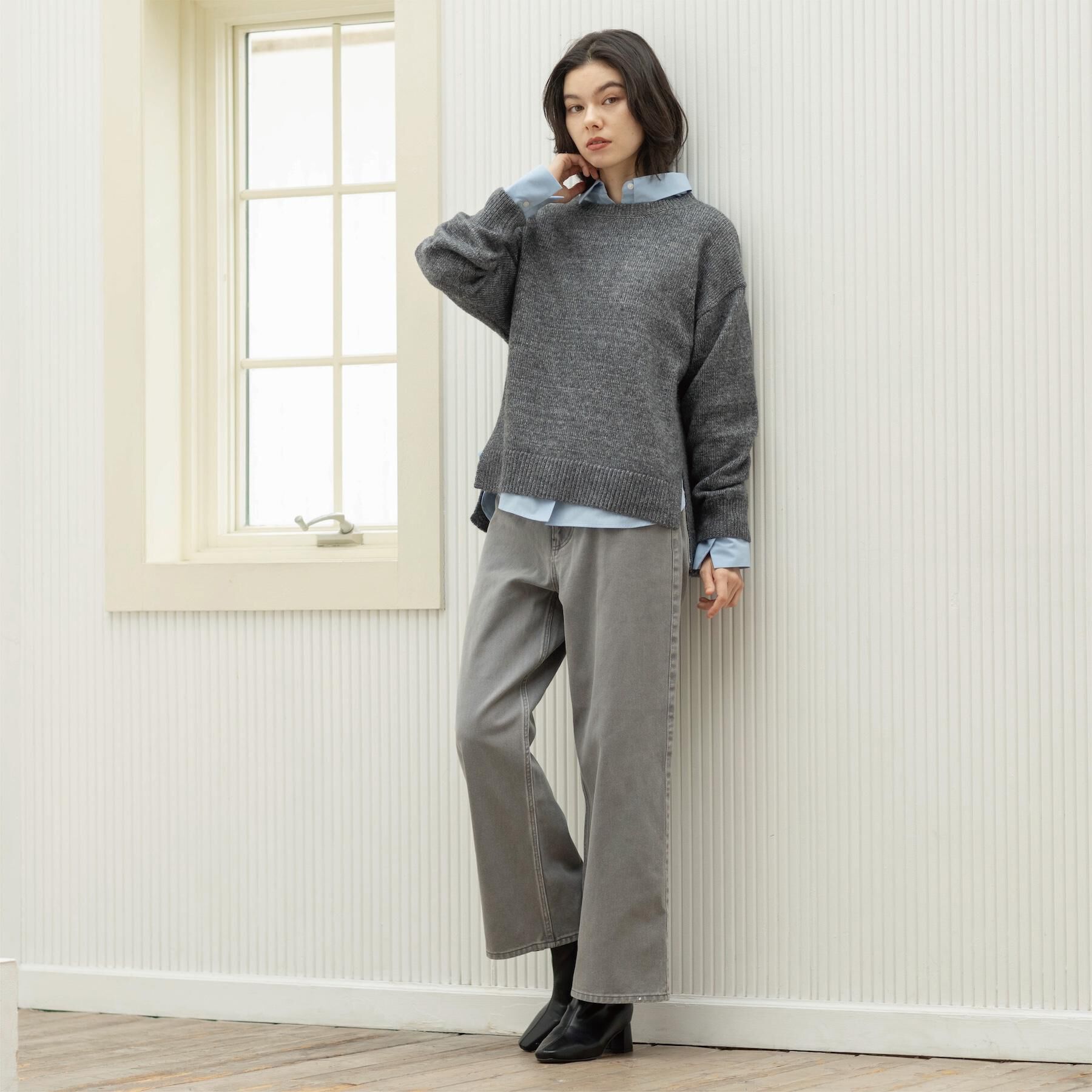 OPAQUE.CLIP「リラクシークルーネックニット【洗濯機OK】」|ニット・セーター|