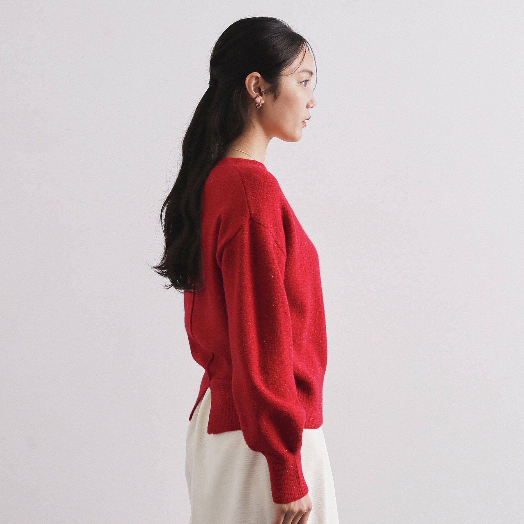 OPAQUE.CLIP「Vネックラメニット【洗濯機OK】」|ニット・セーター|