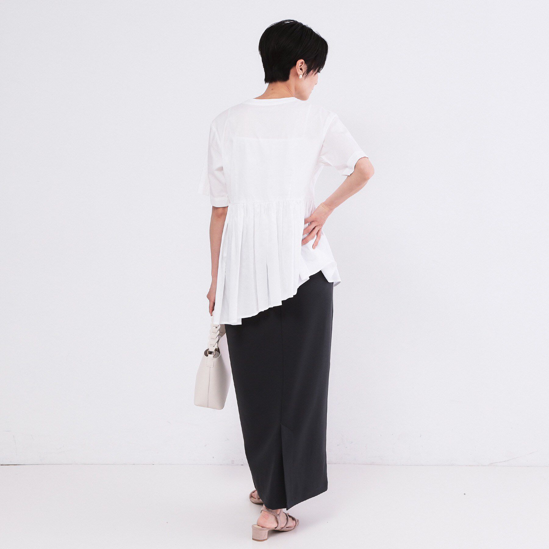 OPAQUE.CLIP「ピンタックアシメペプラムブラウス【洗濯機ＯＫ】」|シャツ・ブラウス|