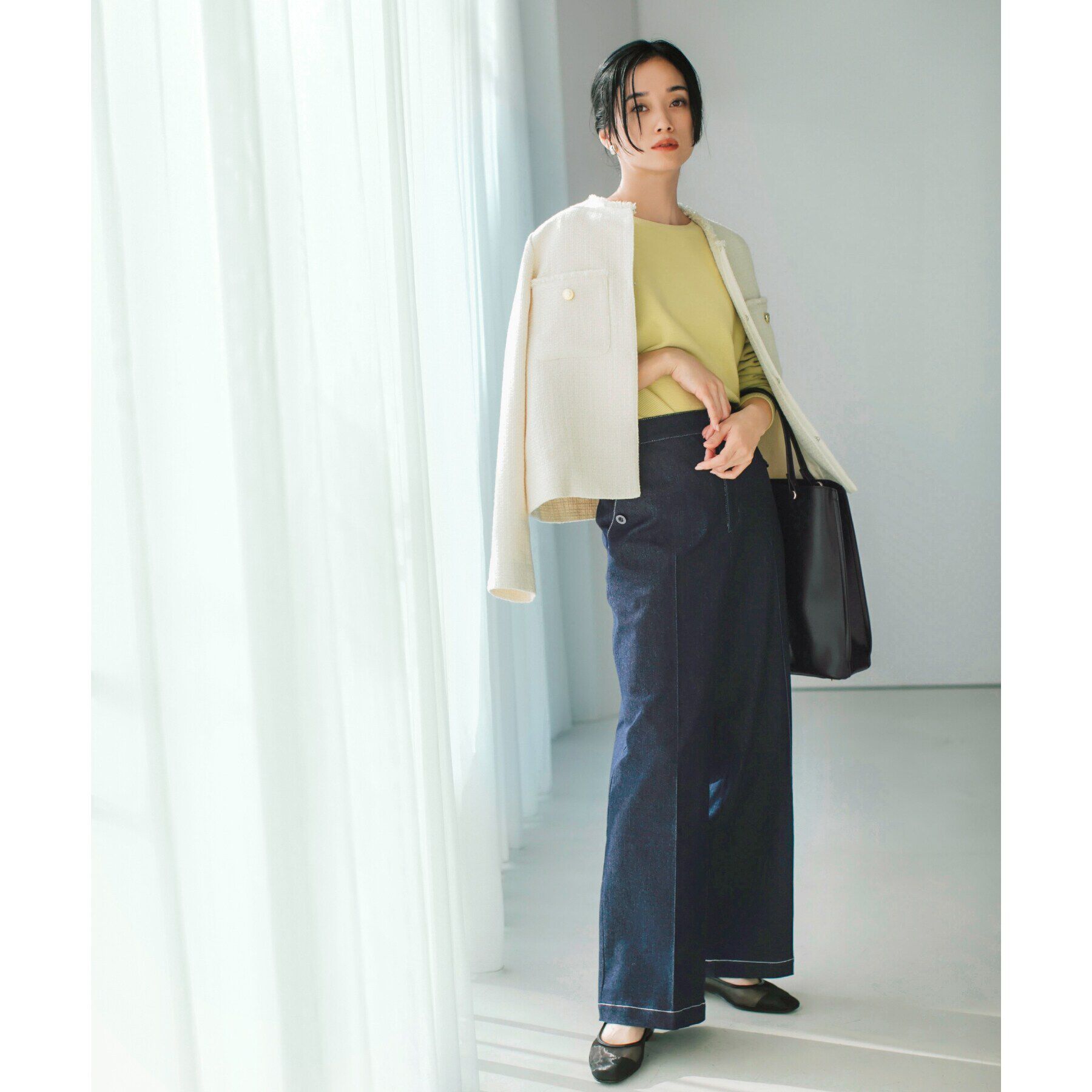 THE SHOP TK「【ONOFF活躍/セレモニー/通勤】ツイードノーカラージャケット/洗える」|ノーカラージャケット|