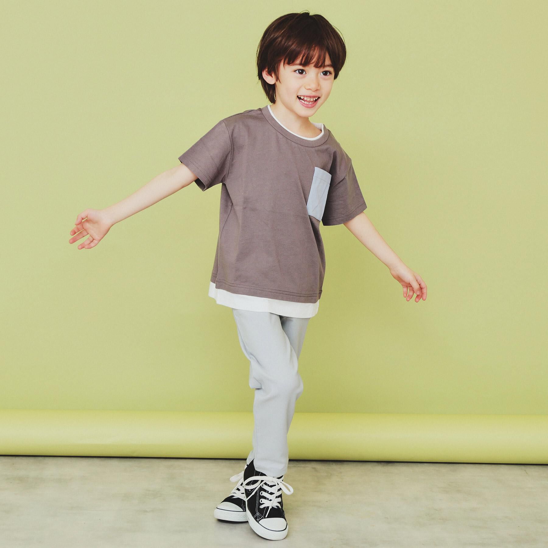 THE SHOP TK「【110-160】レイヤー風ポケットTシャツ/洗濯機OK」|Tシャツ・カットソー|