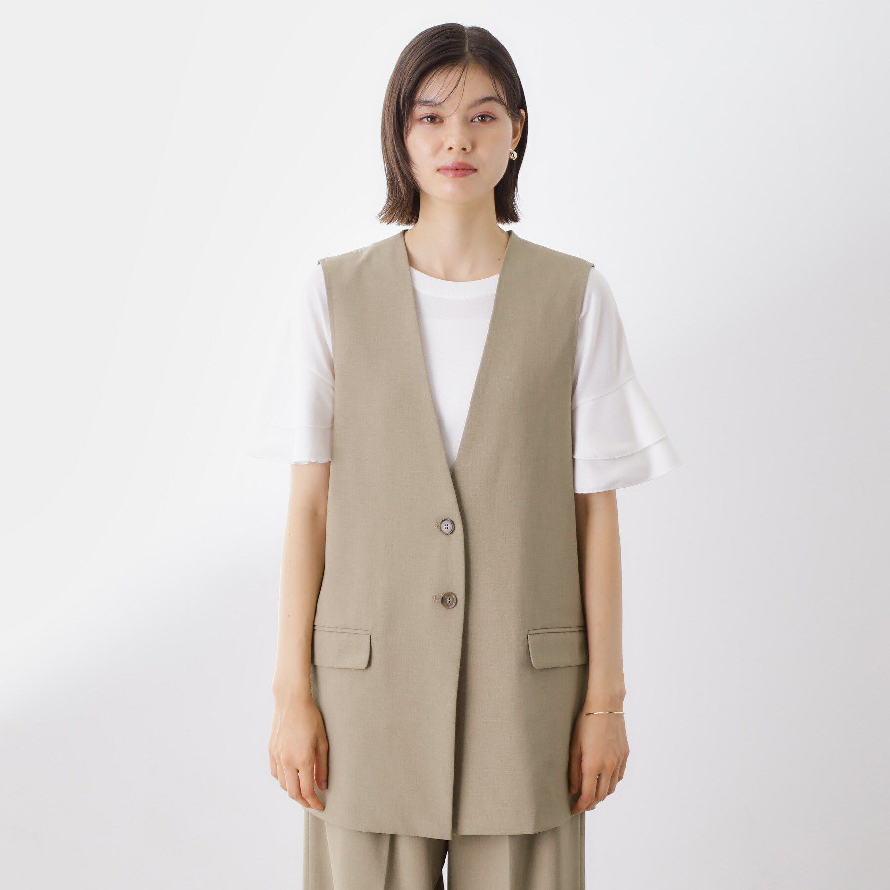 THE SHOP TK「ノーカラージレ【セットアップ可/洗濯機OK】」|ベスト・ジレ|