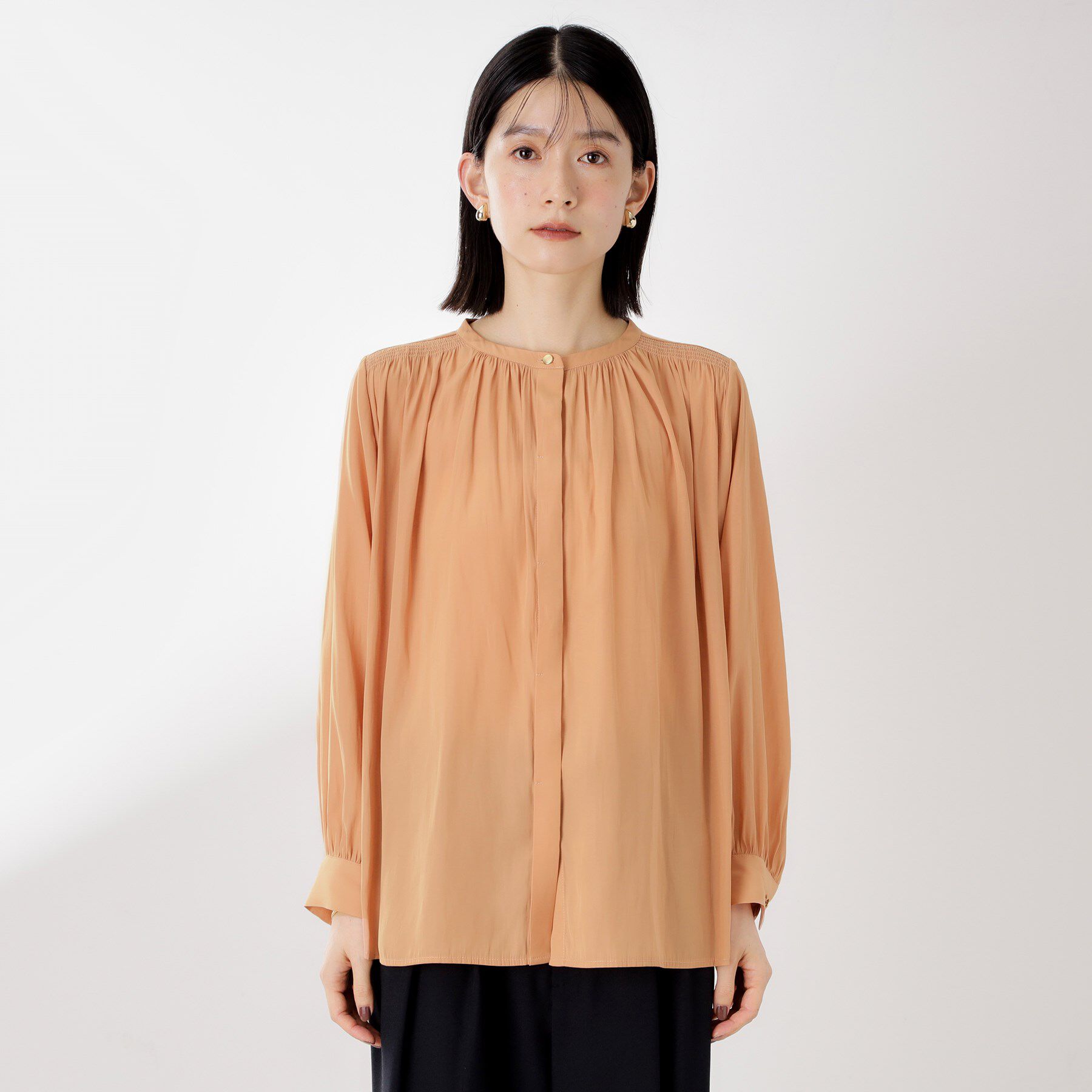 THE SHOP TK「ヴィンテージサテンギャザーシャツ」|シャツ・ブラウス|