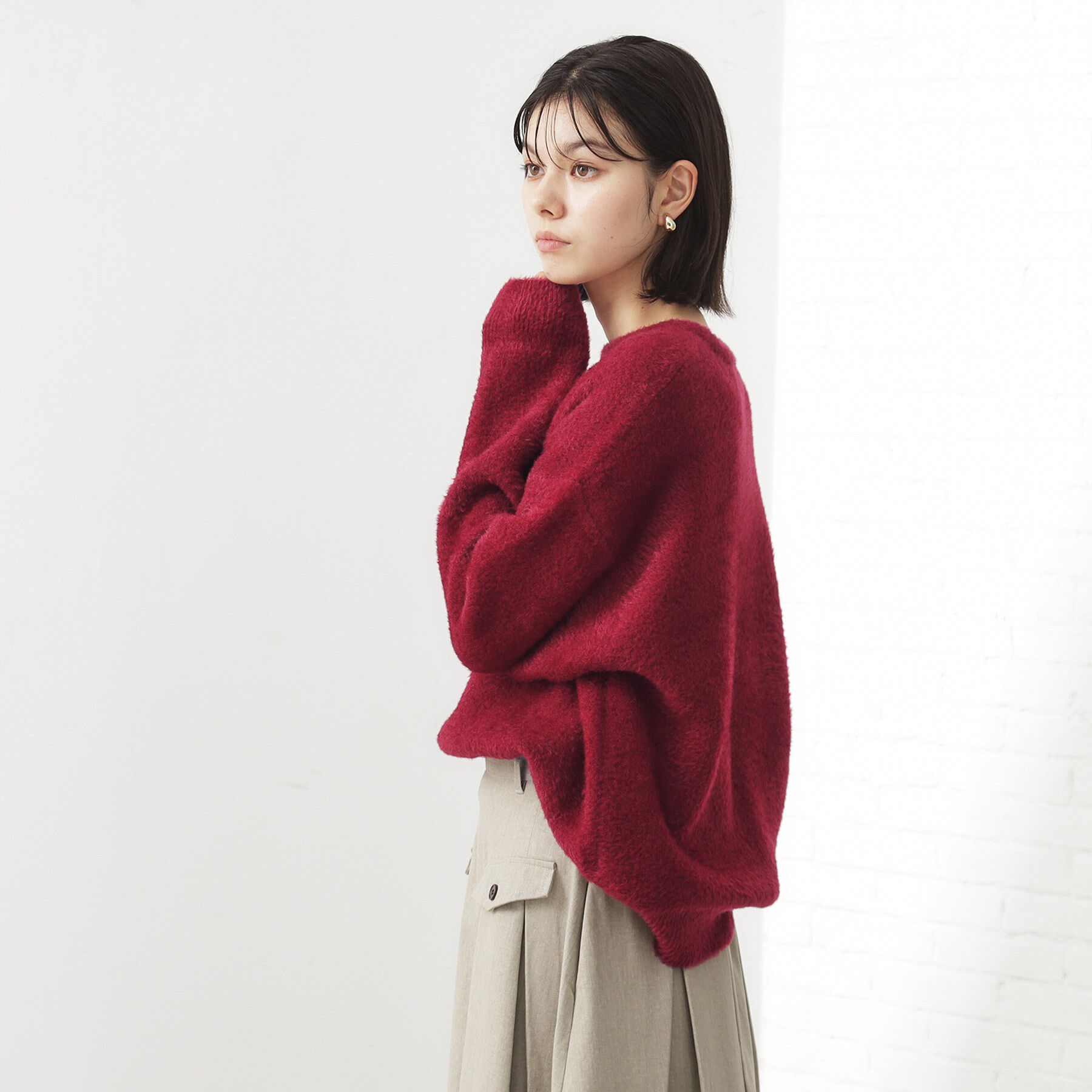 THE SHOP TK「ベルベットフェザー ロゴニットプルオーバー」|Tシャツ・カットソー|