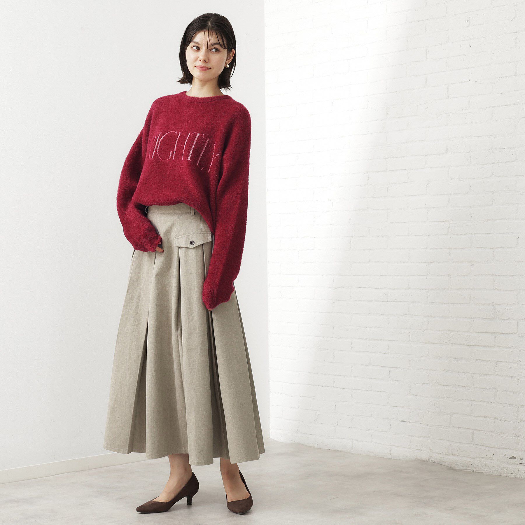 THE SHOP TK「ベルベットフェザー ロゴニットプルオーバー」|Tシャツ・カットソー|