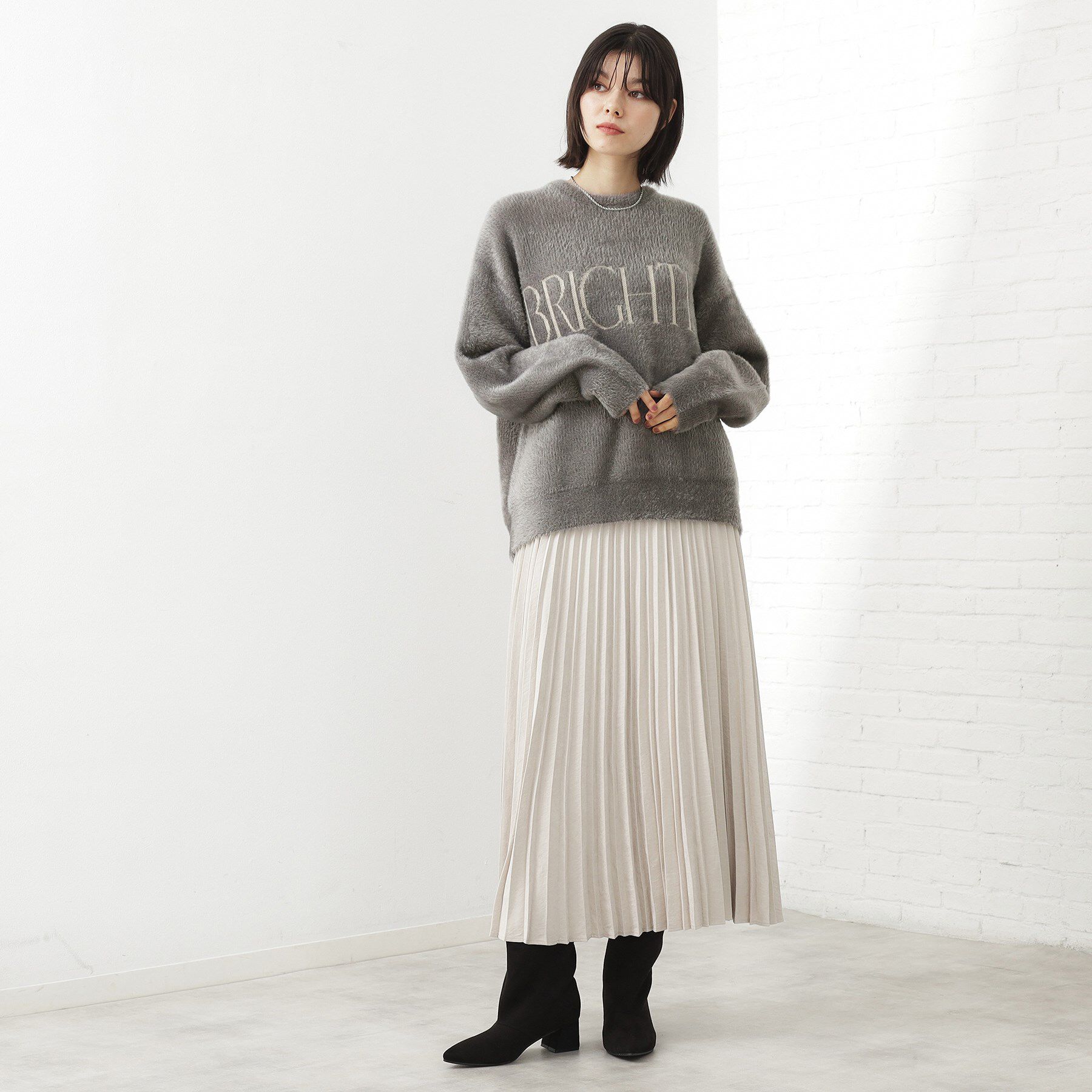 THE SHOP TK「ベルベットフェザー ロゴニットプルオーバー」|Tシャツ・カットソー|