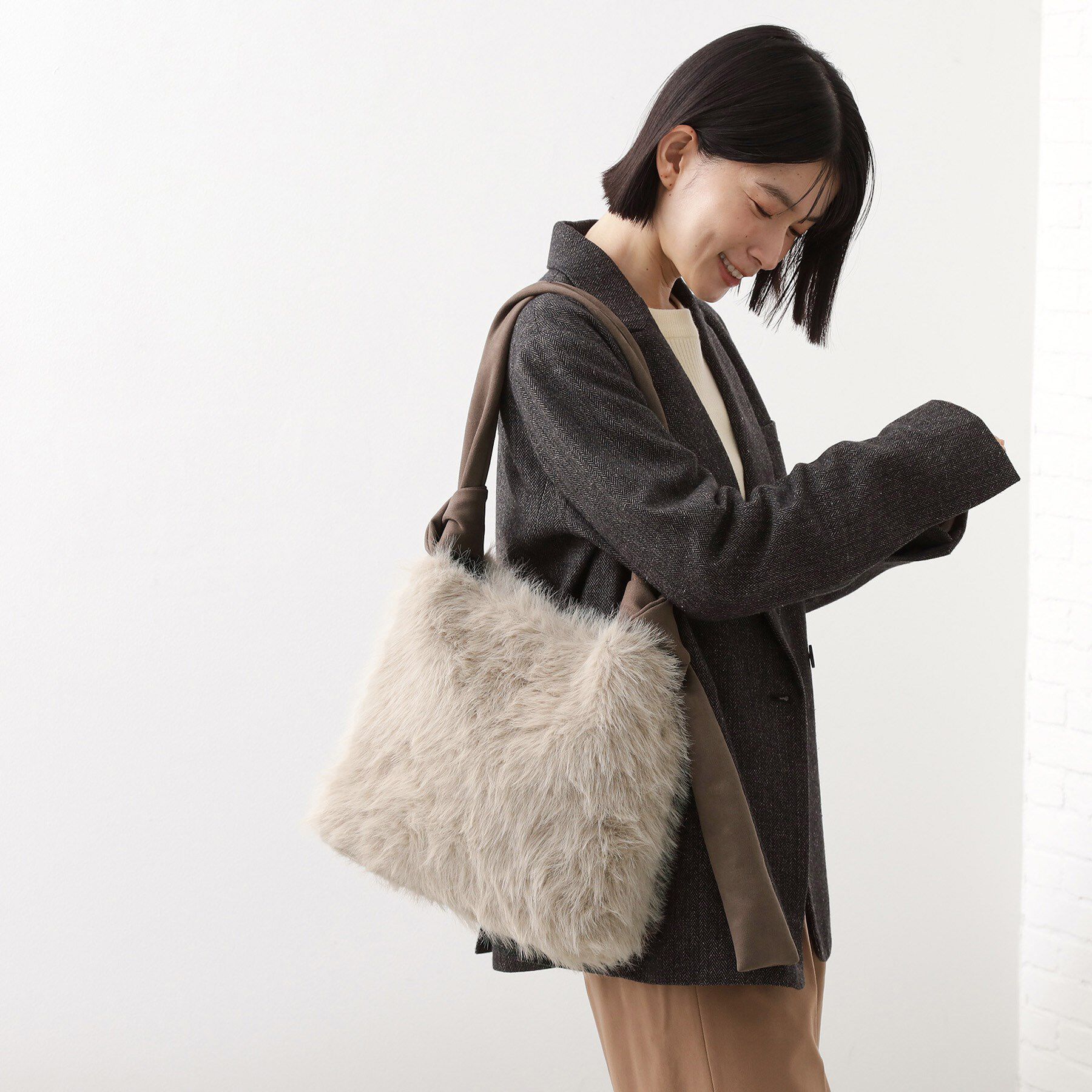 THE SHOP TK「フェイクファートート」|トートバッグ|