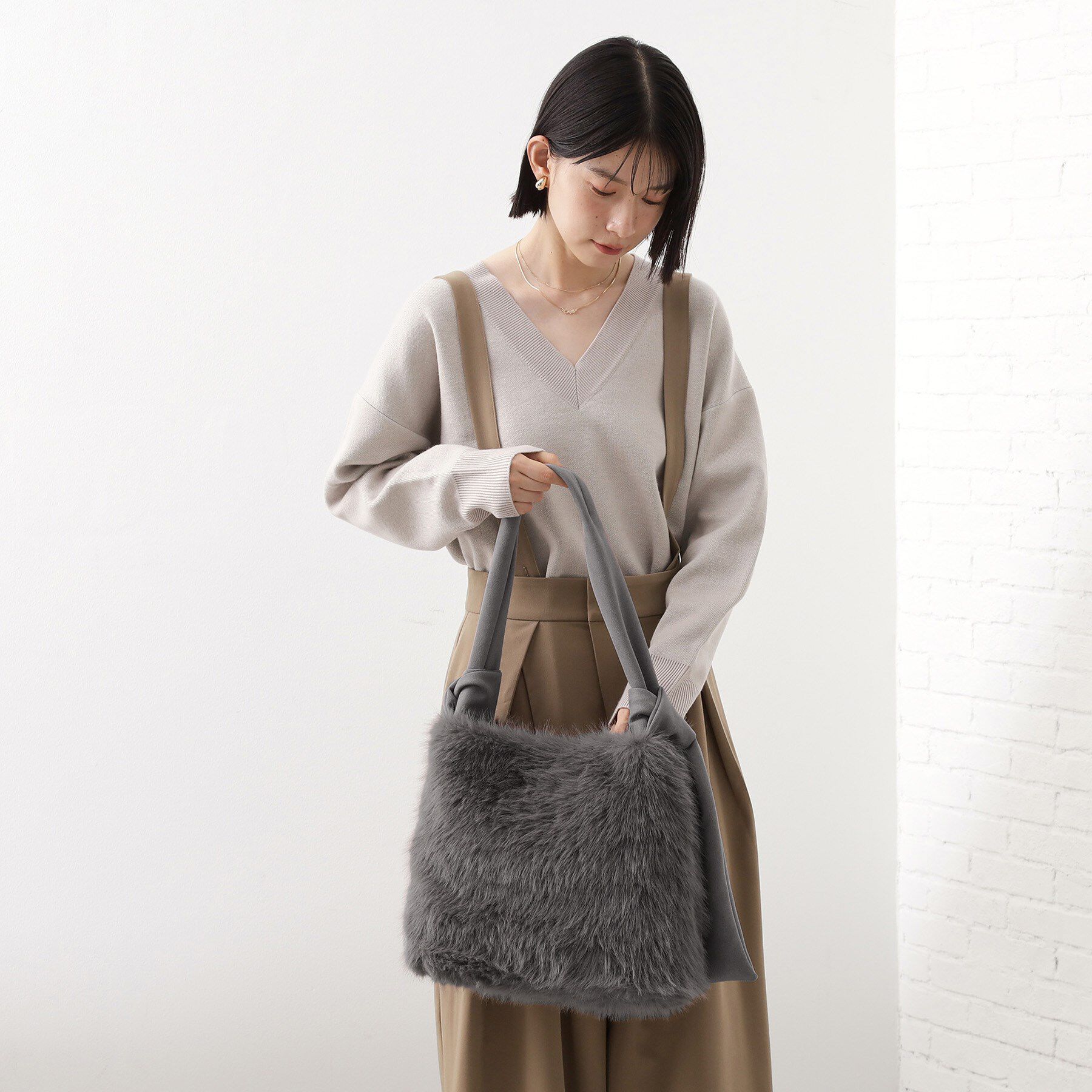 THE SHOP TK「フェイクファートート」|トートバッグ|