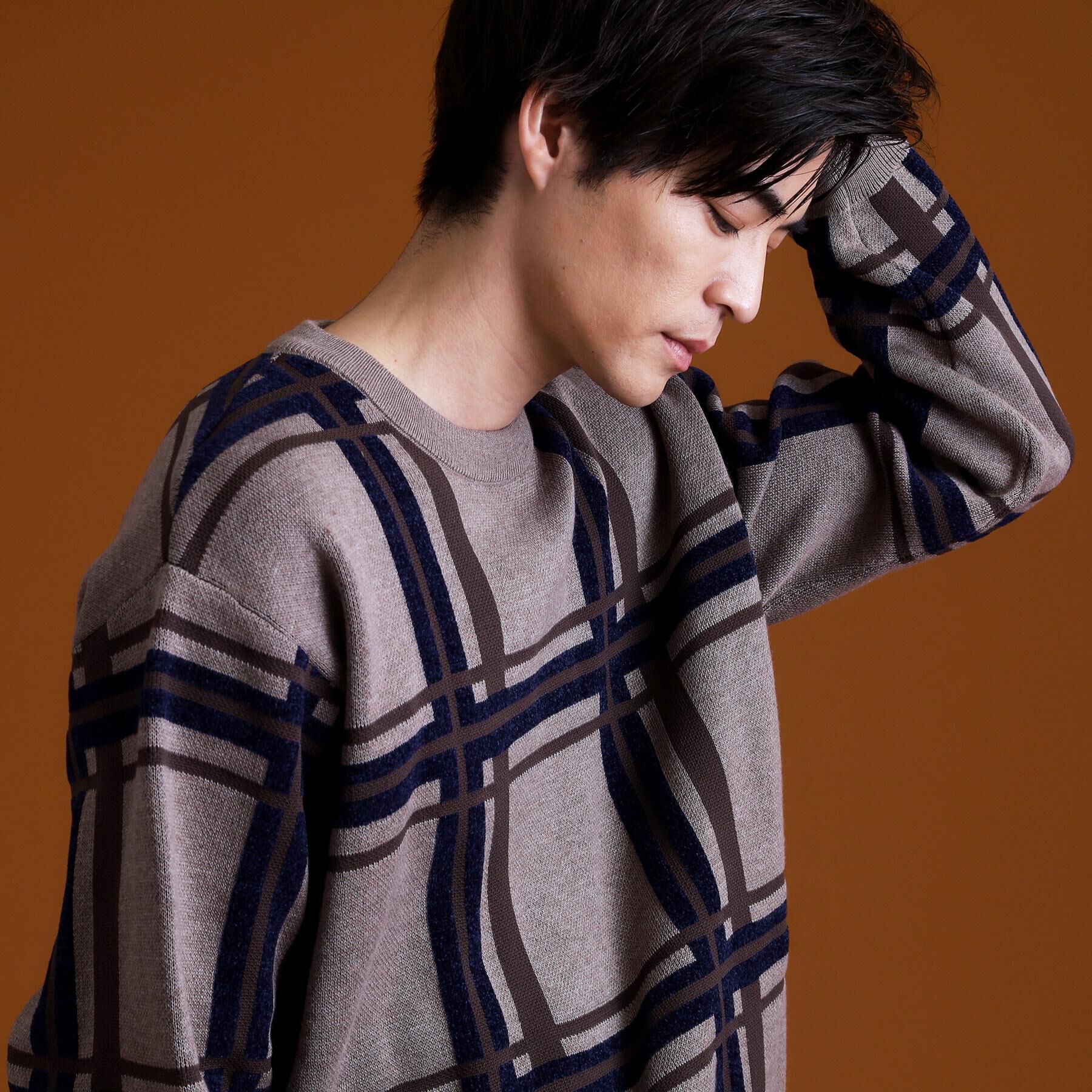 THE SHOP TK「チェックジャカードニット【洗濯機OK】」|ニット・セーター|