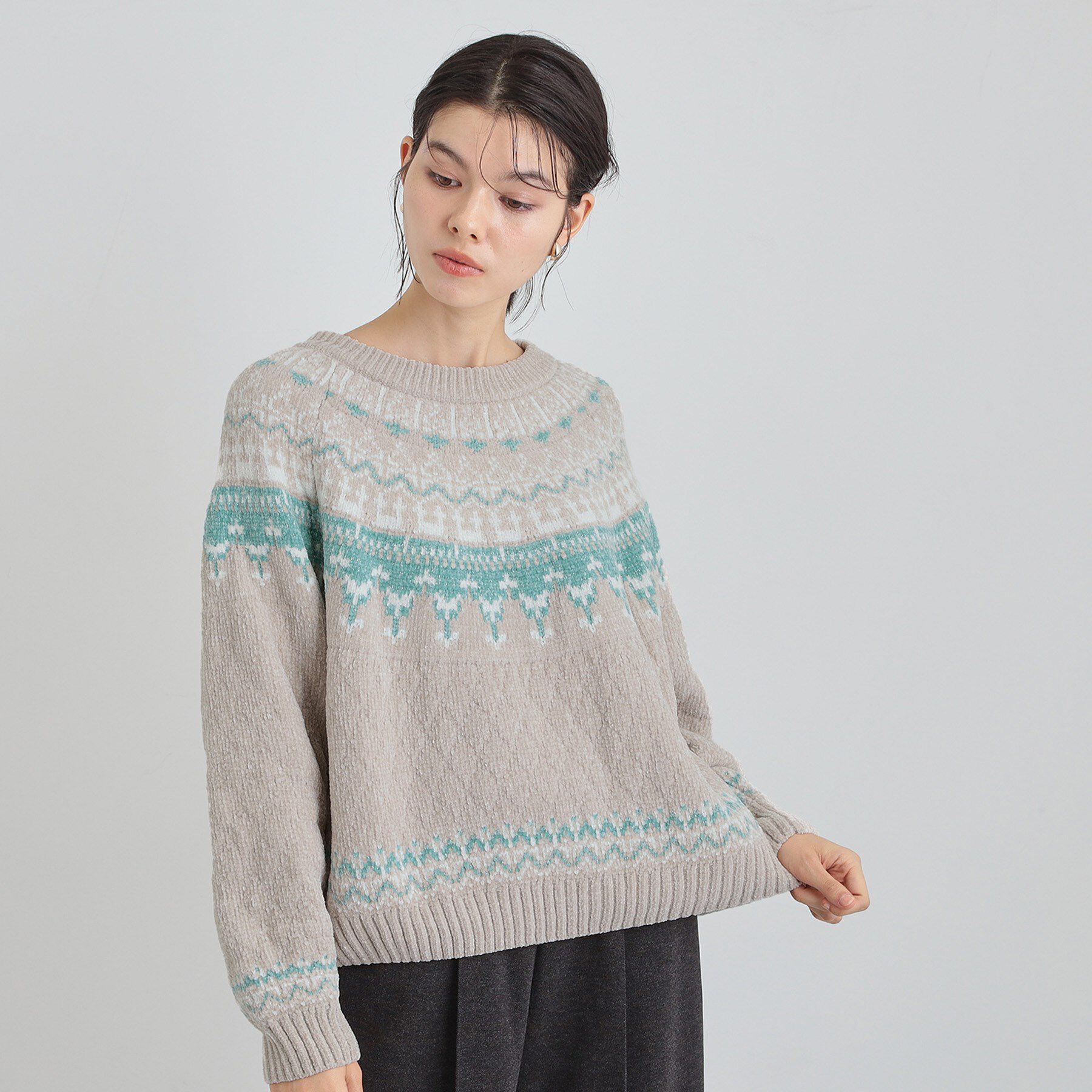 THE SHOP TK「上品さと少しの遊び心を モール求心柄ニット」|ニット・セーター|