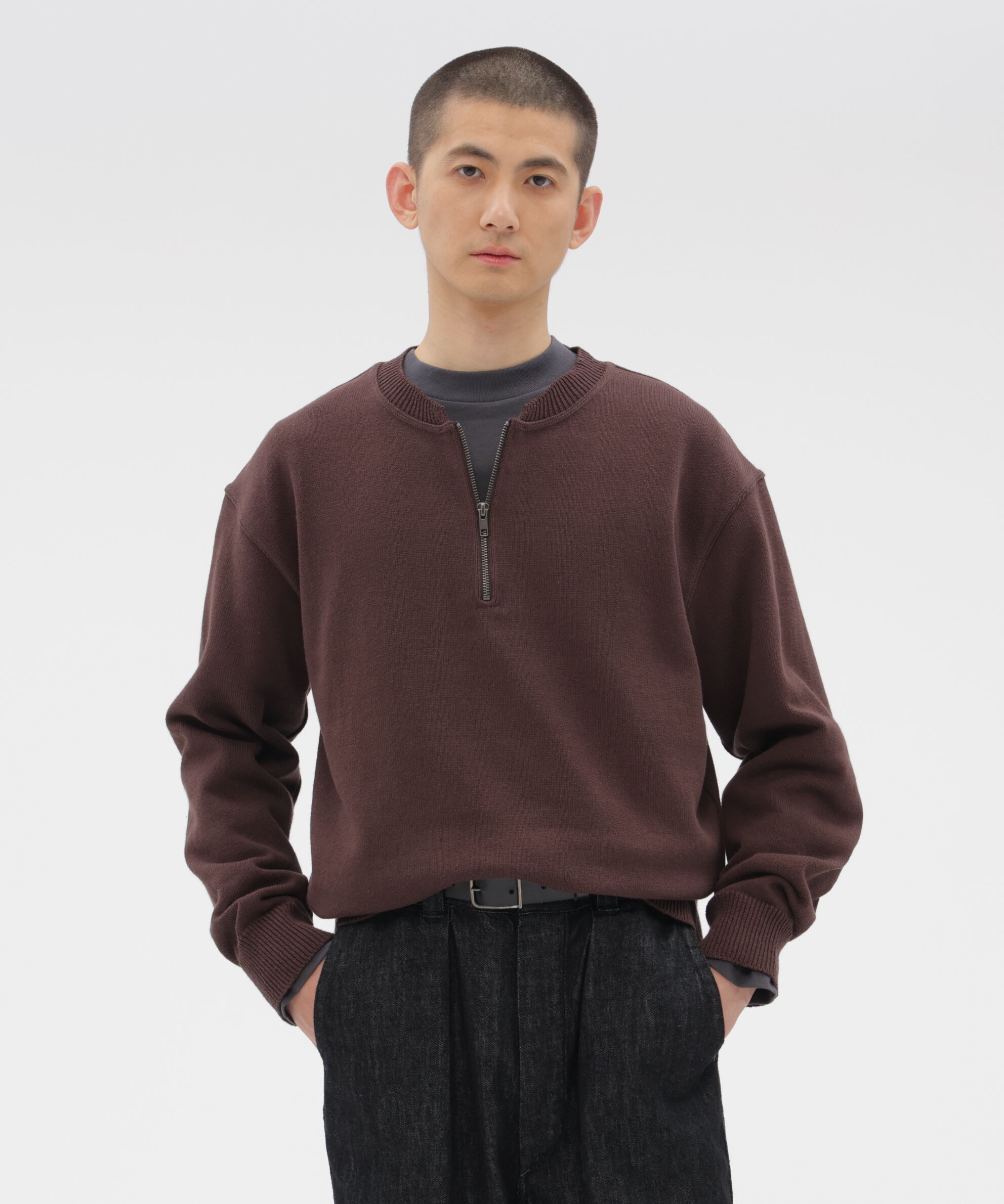 MHL.「DENSE ECO PLATED COTTON KNITWEAR」|ニット・セーター|DARK BROWN2