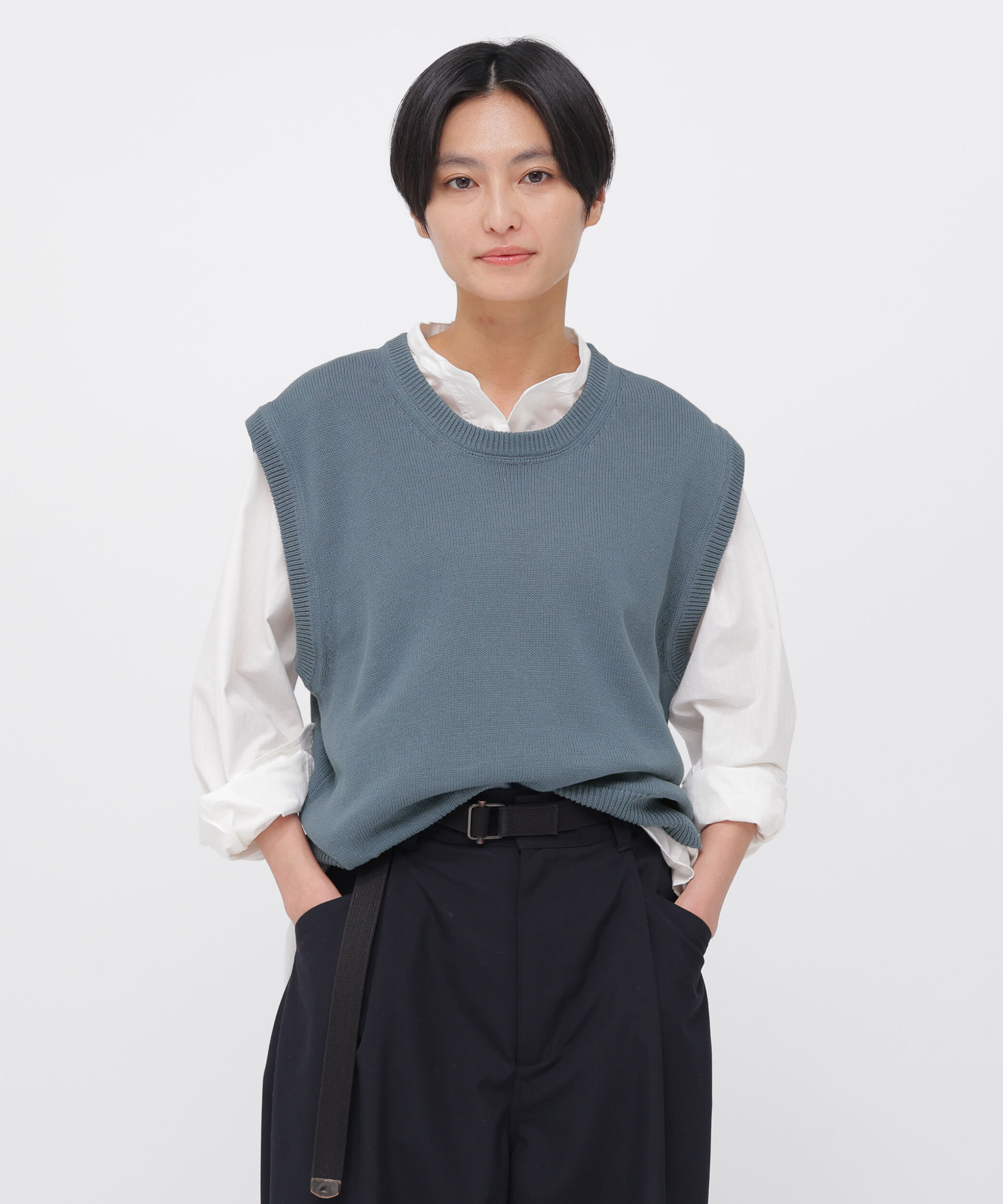 MHL.「BELGIAN LINEN COTTON KNITWEAR」|ニット・セーター|MID BLUE3