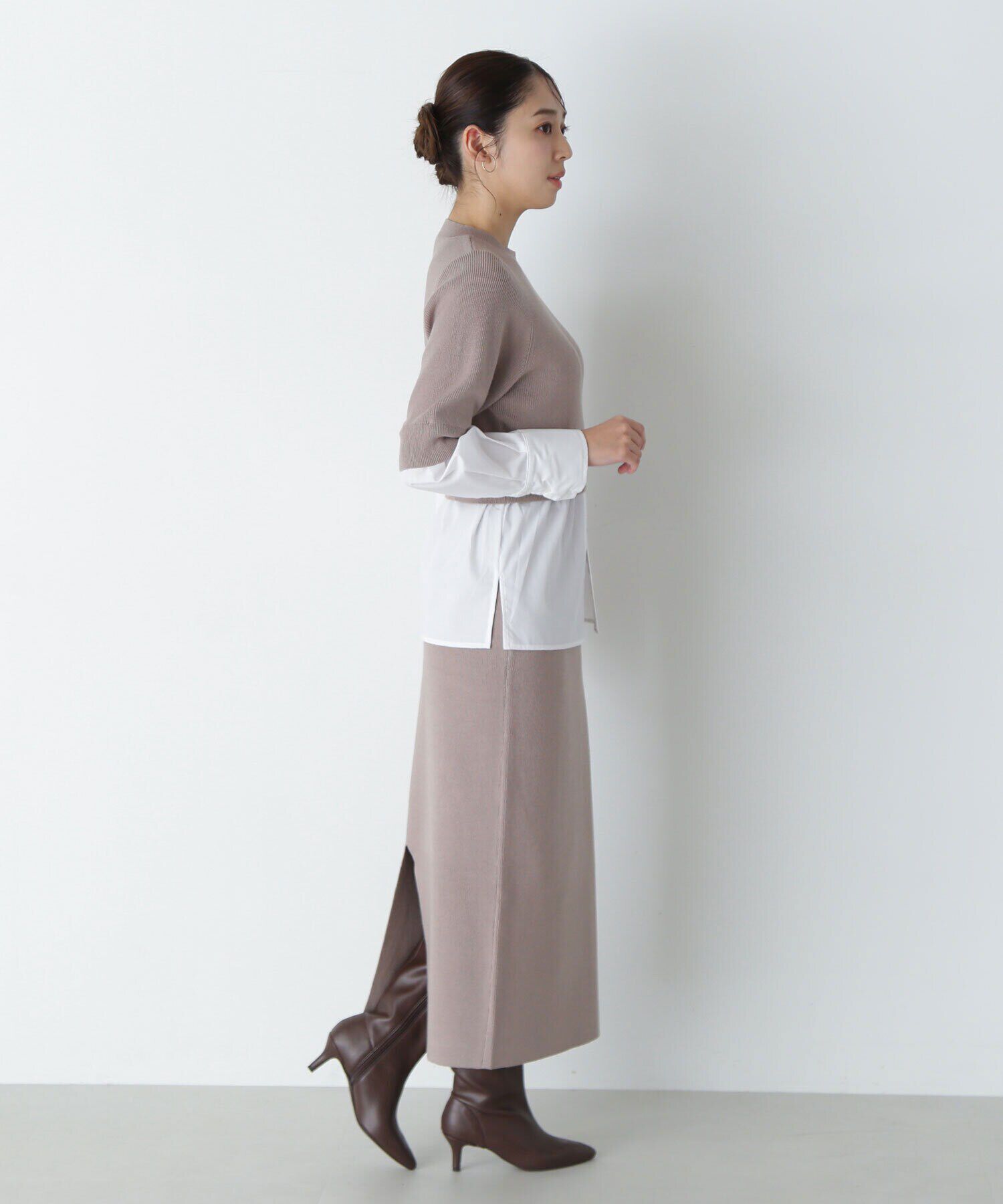  「シャツレイヤードニットセットアップ」|ワンピース|