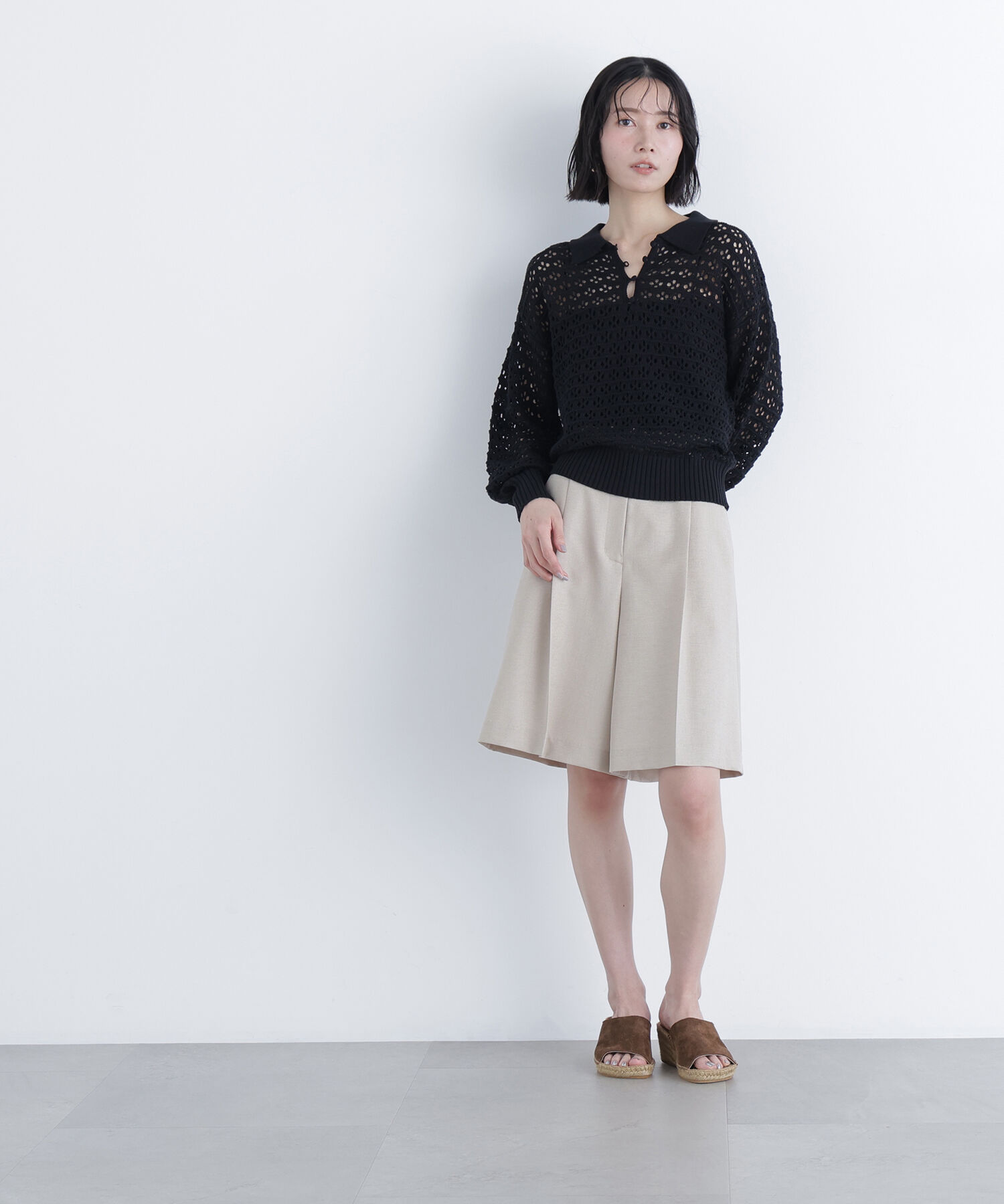  「〈N.〉透かし編みポロニット」|ニット・セーター|