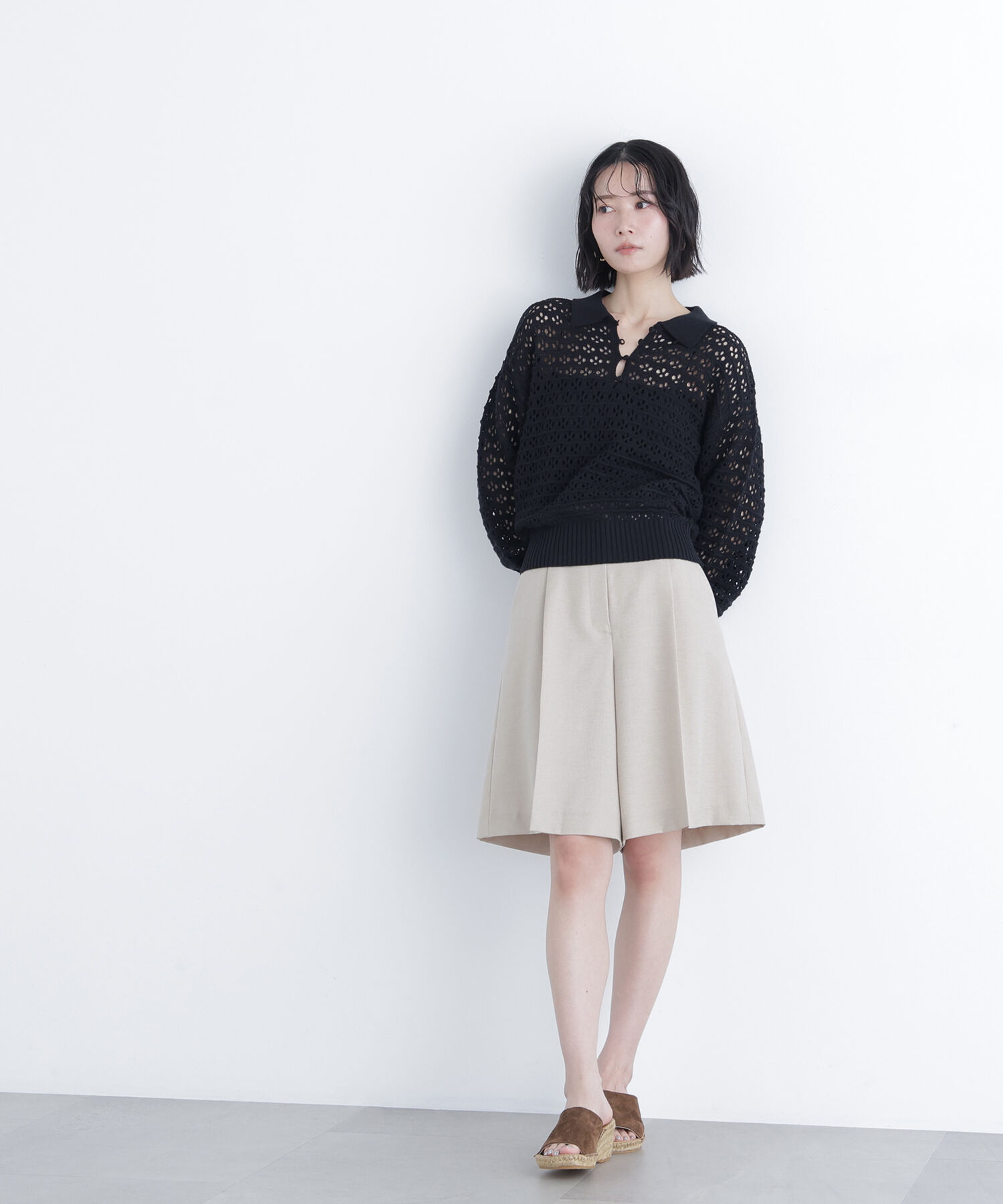  「〈N.〉透かし編みポロニット」|ニット・セーター|