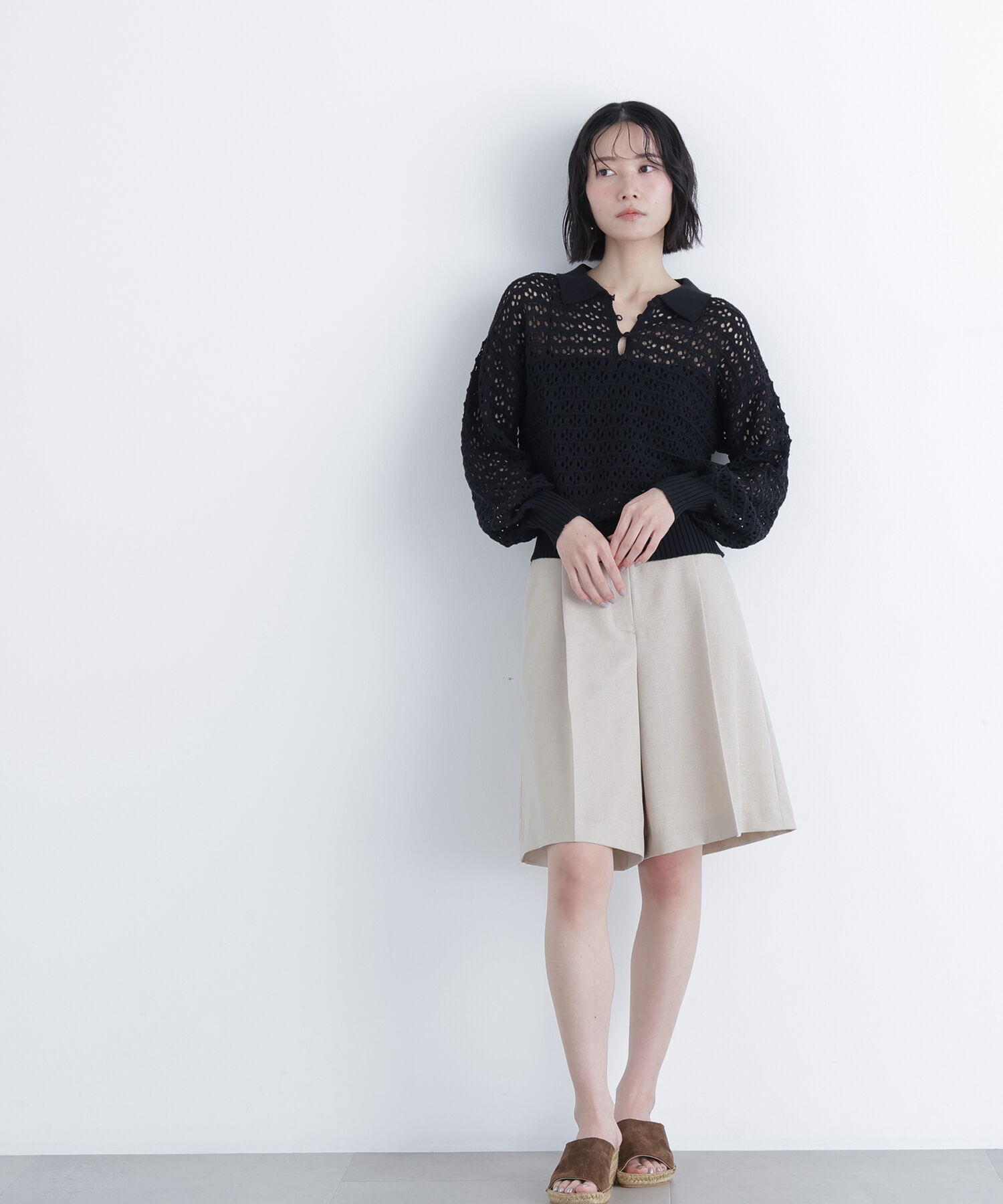  「〈N.〉透かし編みポロニット」|ニット・セーター|