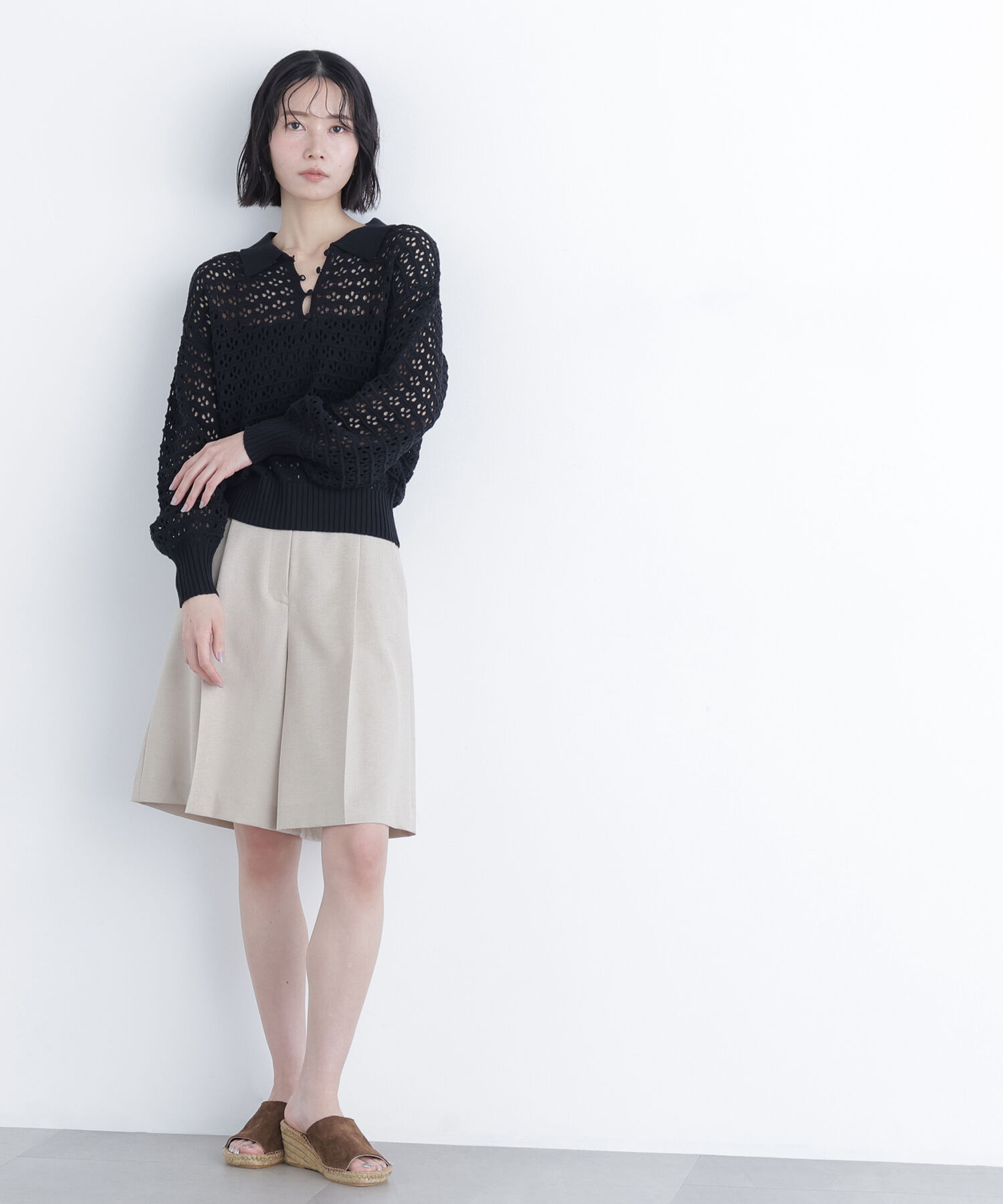  「〈N.〉透かし編みポロニット」|ニット・セーター|
