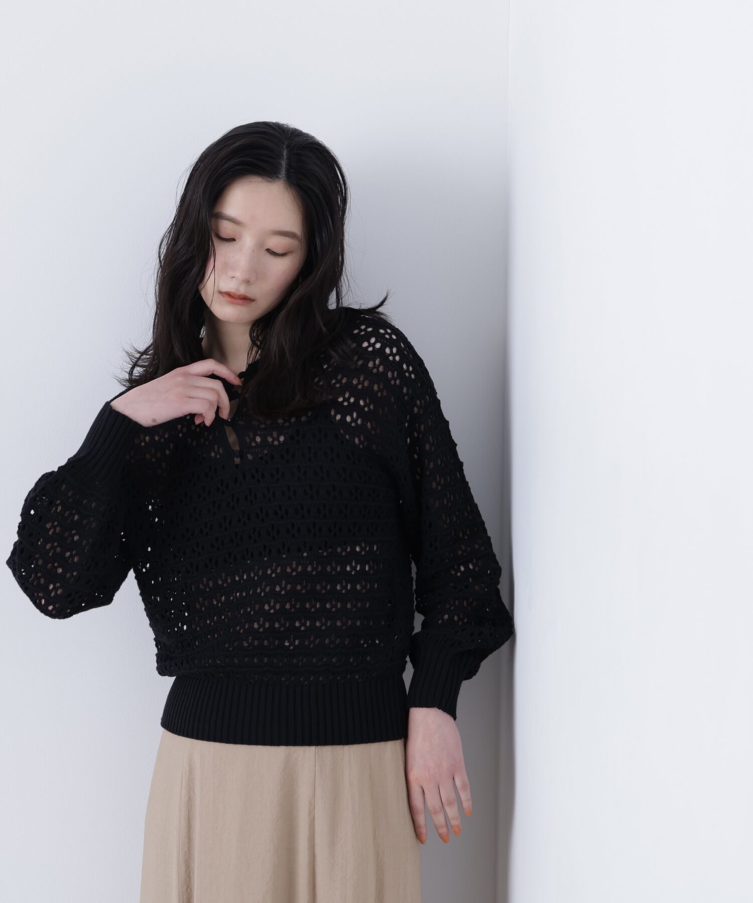  「〈N.〉透かし編みポロニット」|ニット・セーター|
