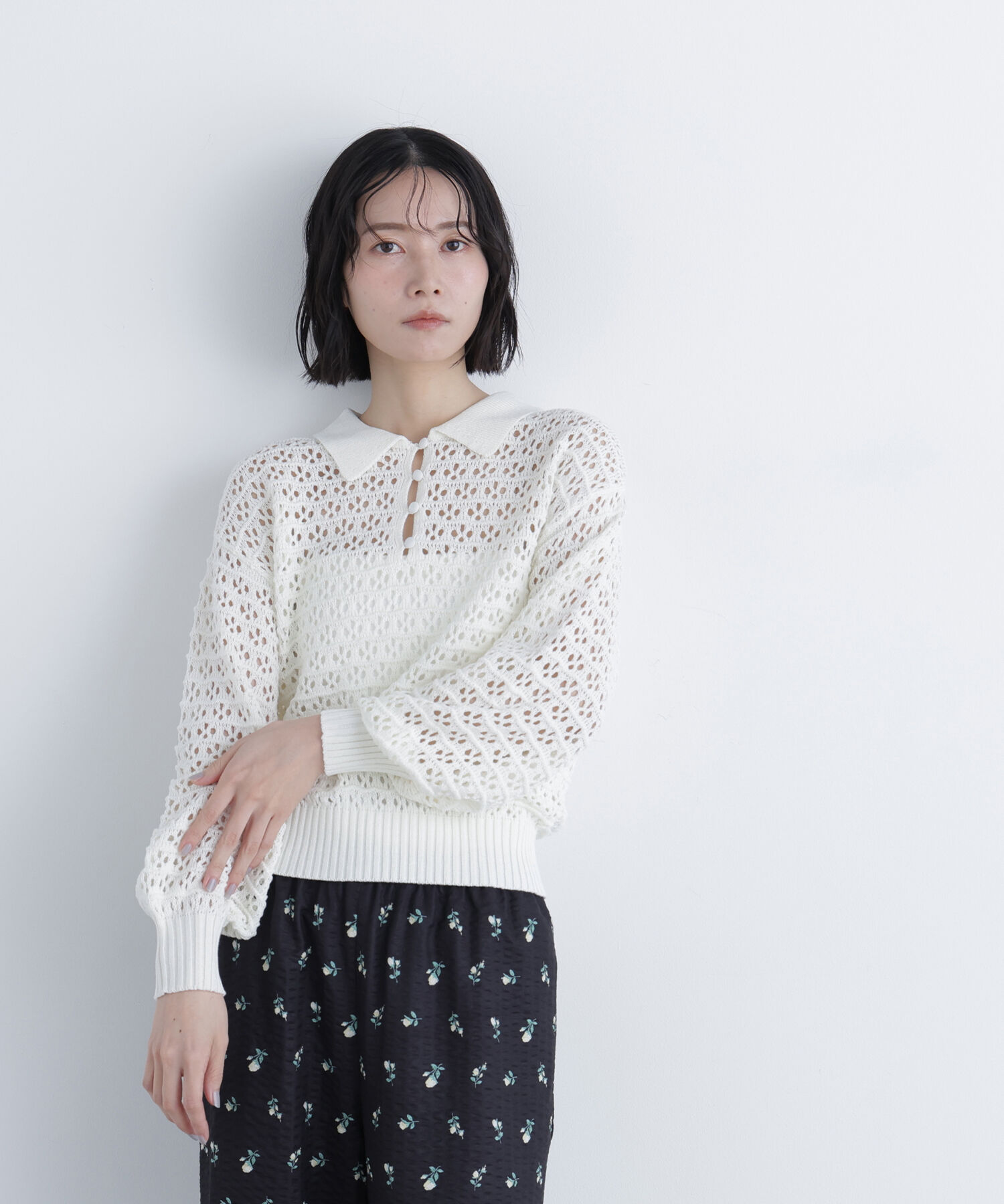  「〈N.〉透かし編みポロニット」|ニット・セーター|