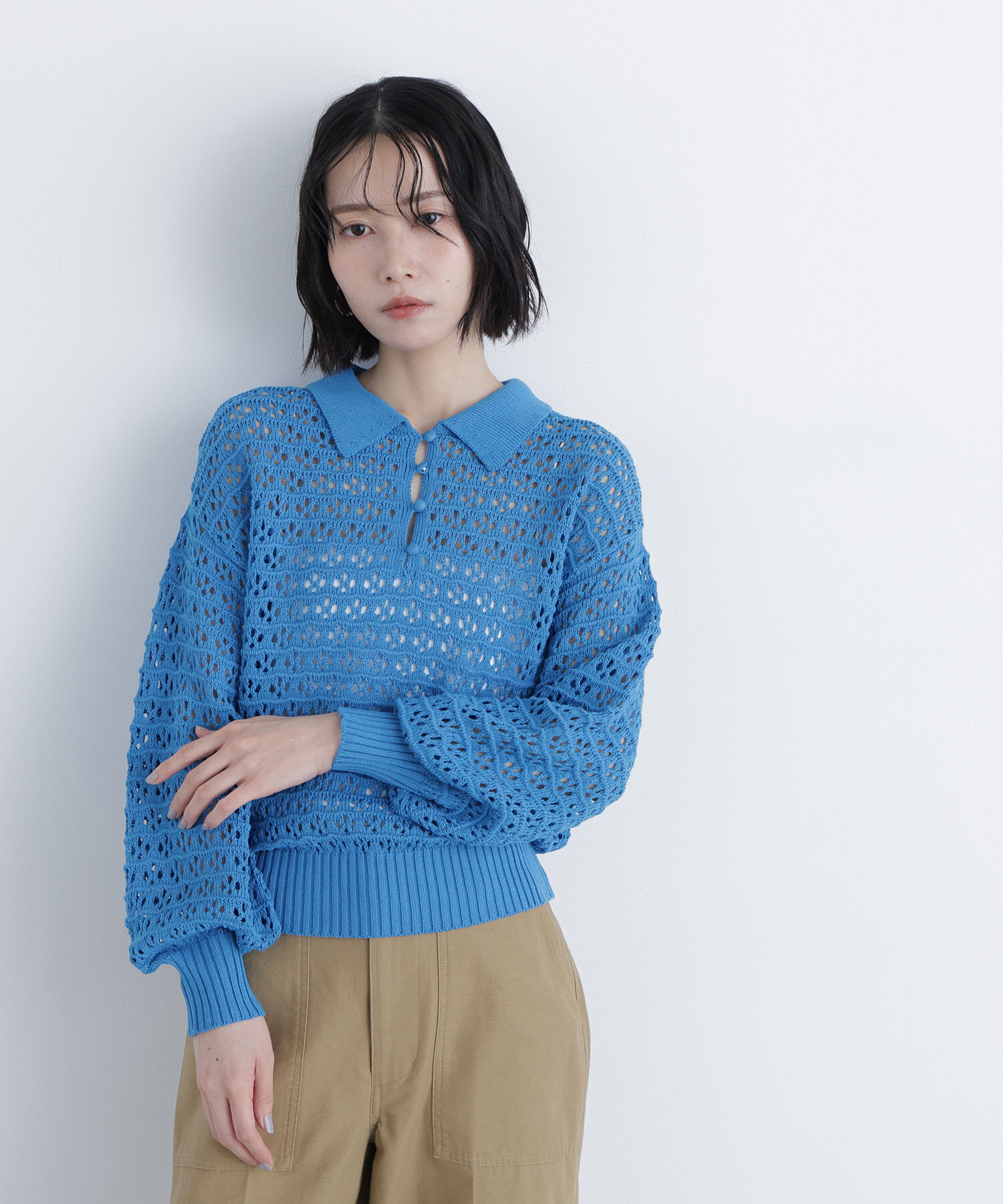  「〈N.〉透かし編みポロニット」|ニット・セーター|