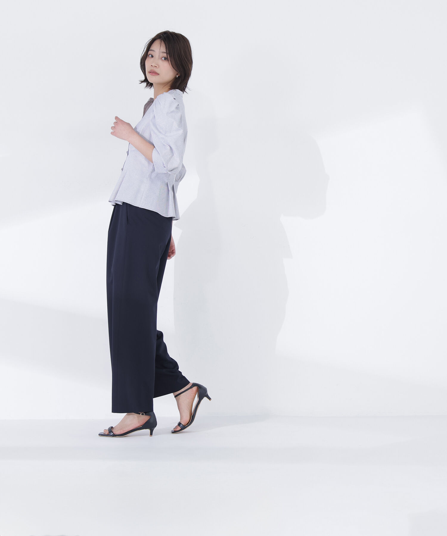  「ストライプペプラムブラウス」|シャツ・ブラウス|