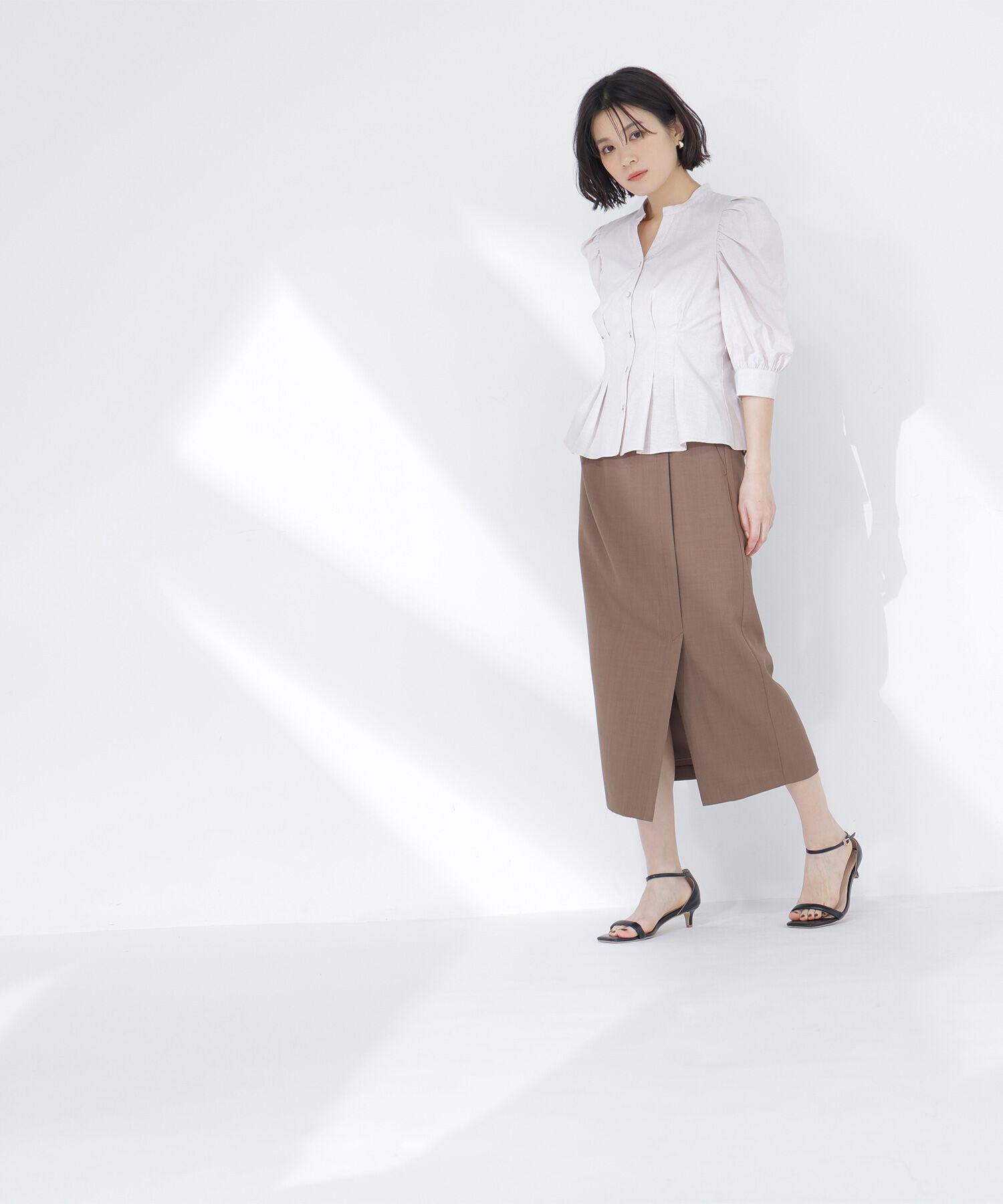  「ストライプペプラムブラウス」|シャツ・ブラウス|