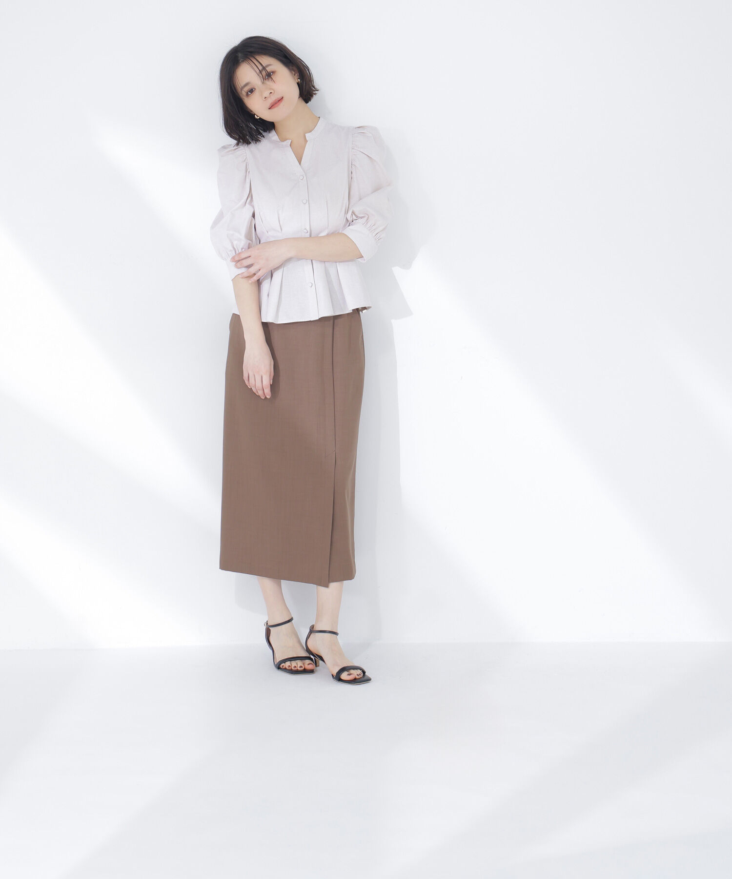  「ストライプペプラムブラウス」|シャツ・ブラウス|