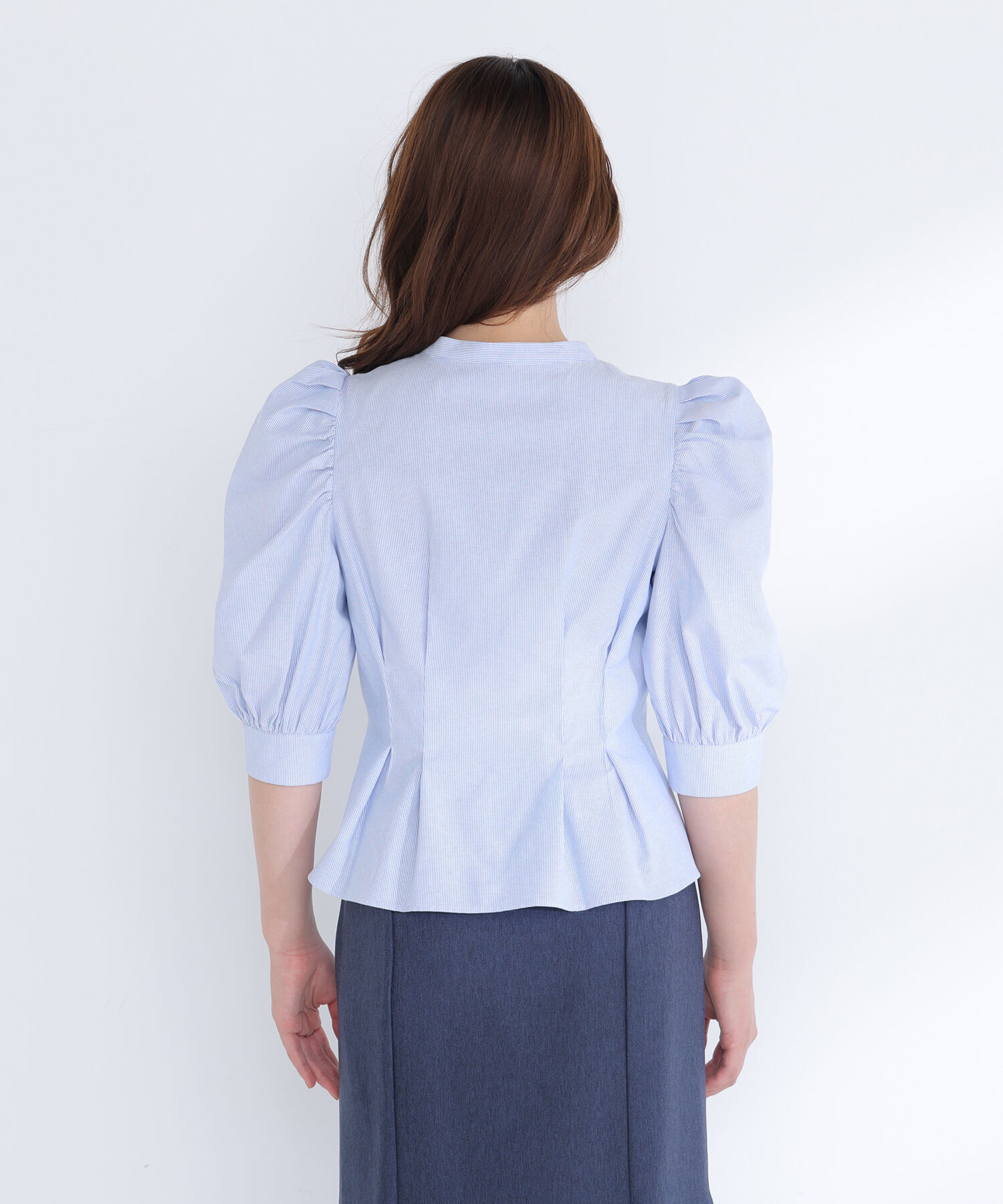  「ストライプペプラムブラウス」|シャツ・ブラウス|