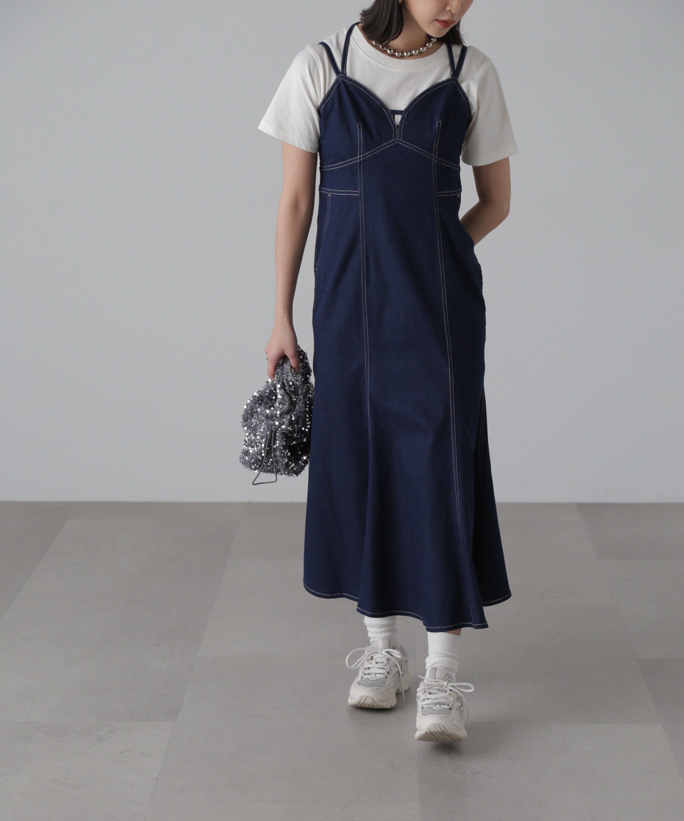  「ライトオンスデニムマーメイドキャミワンピース」|ワンピース|