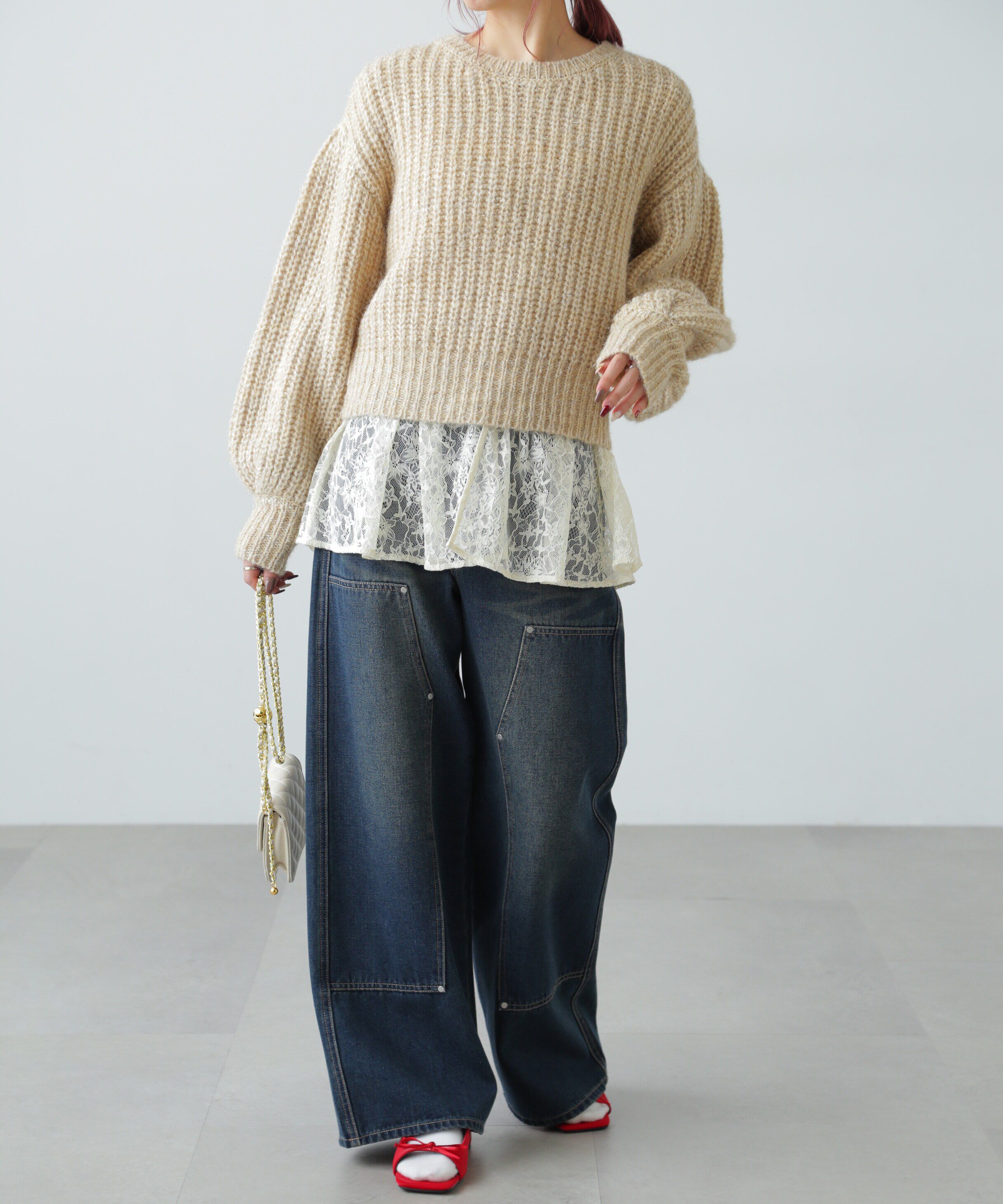  「ダブルニーワイドデニムパンツ」|その他|