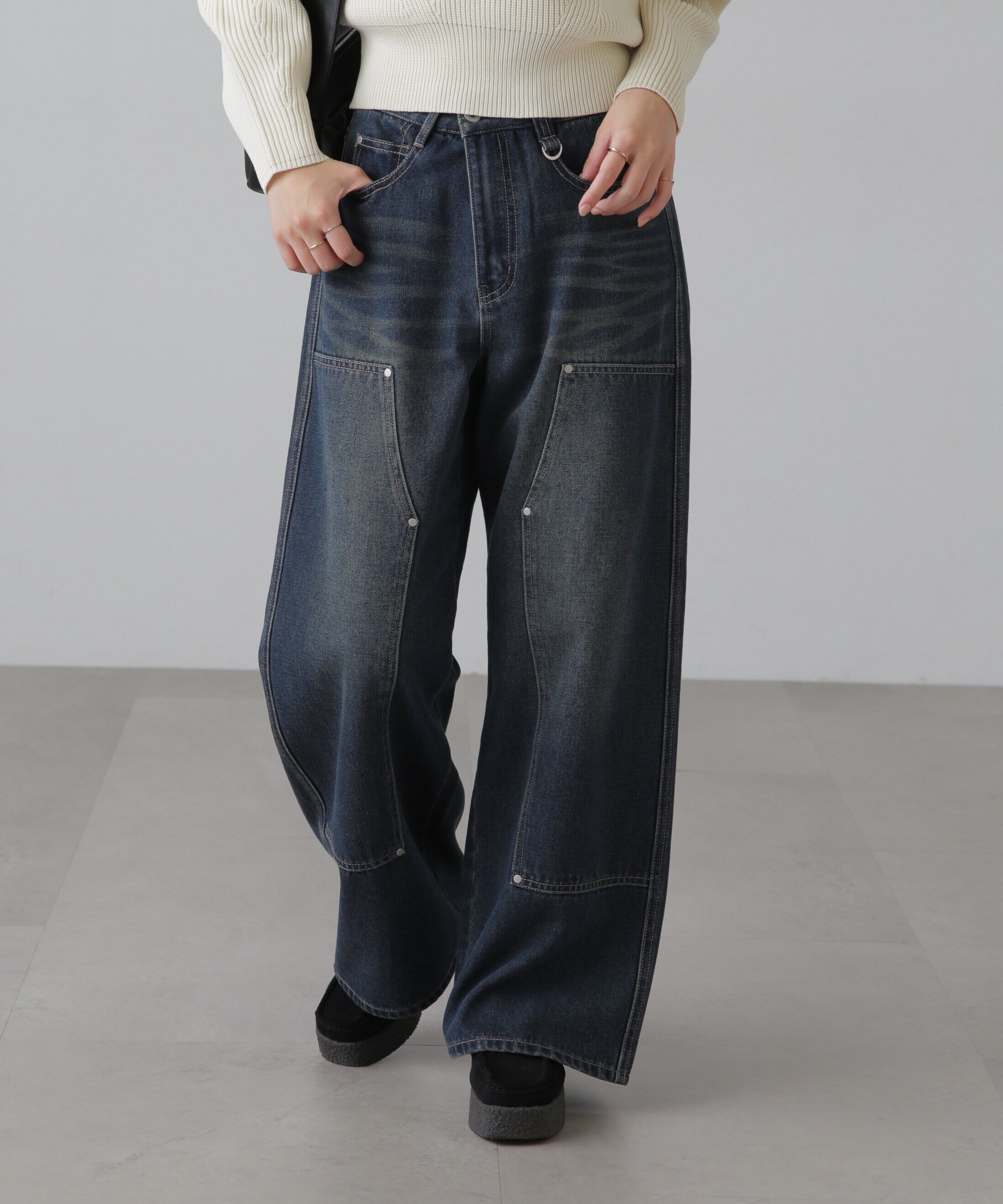 「ダブルニーワイドデニムパンツ」|その他|