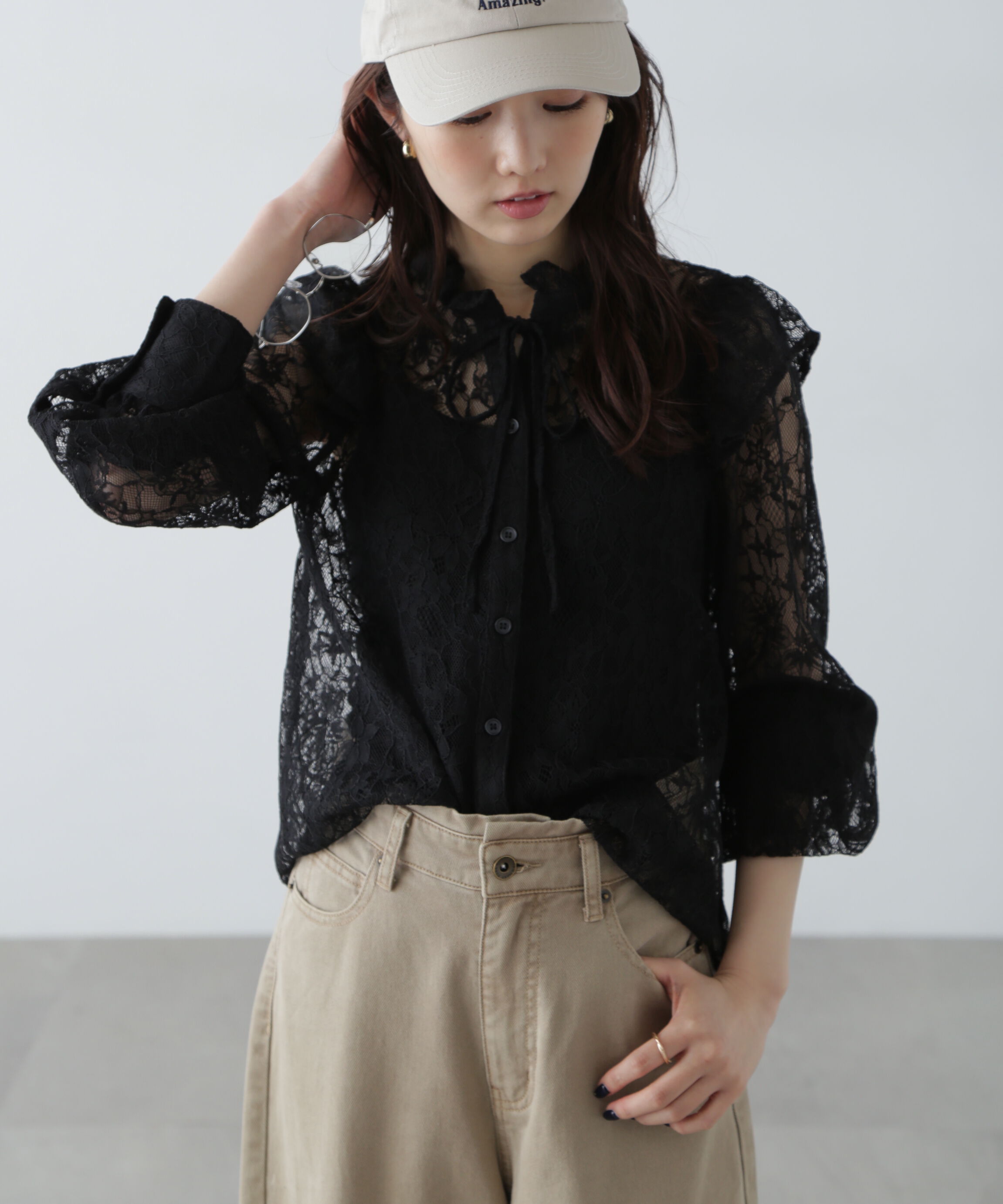 「スタンドフリルブラウス」|シャツ・ブラウス|