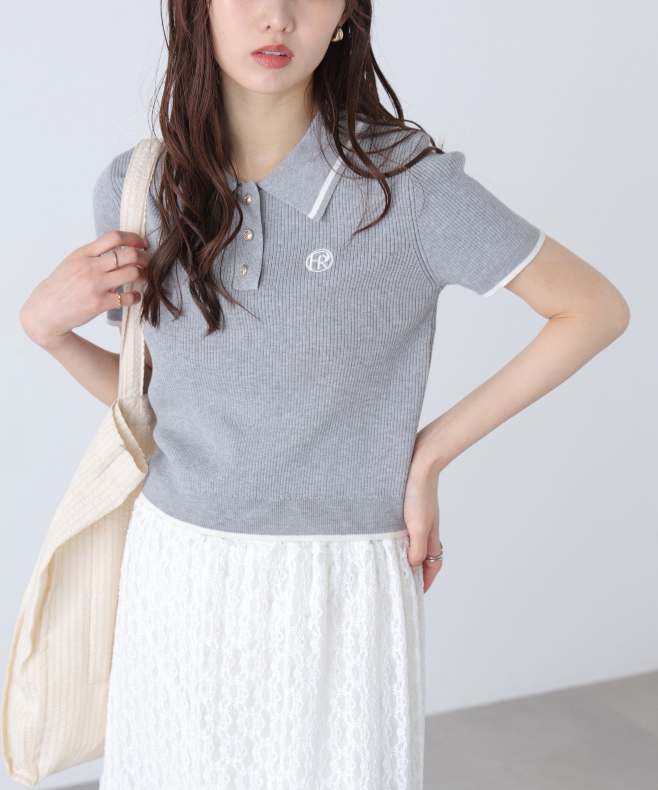  「配色コンパクトポロニット」|ニット・セーター|