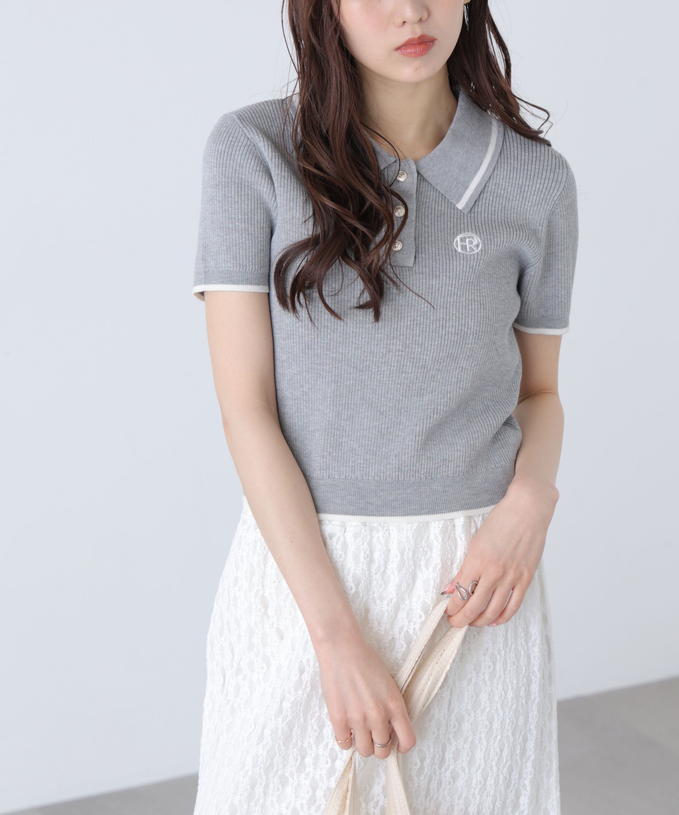  「配色コンパクトポロニット」|ニット・セーター|