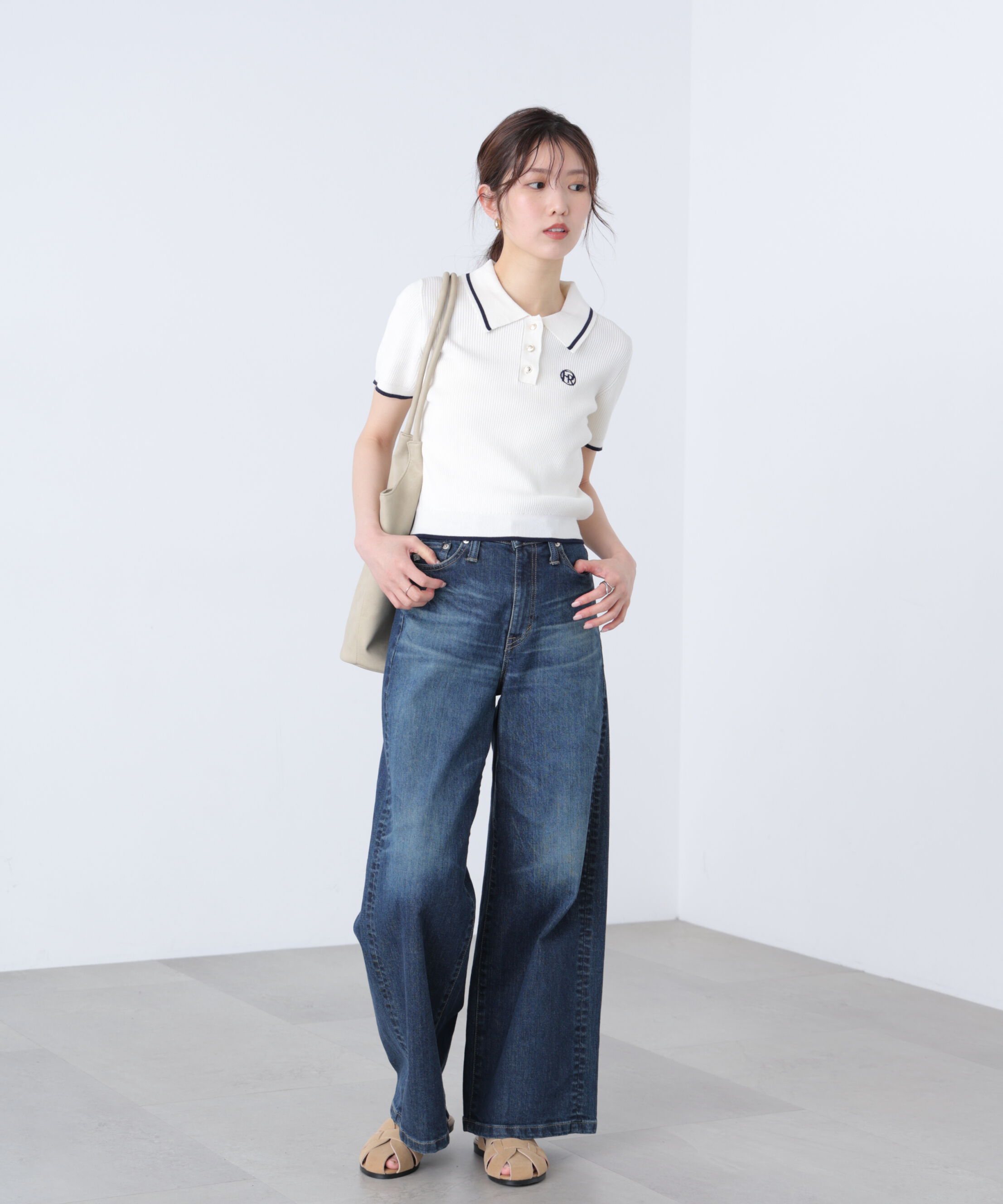  「配色コンパクトポロニット」|ニット・セーター|