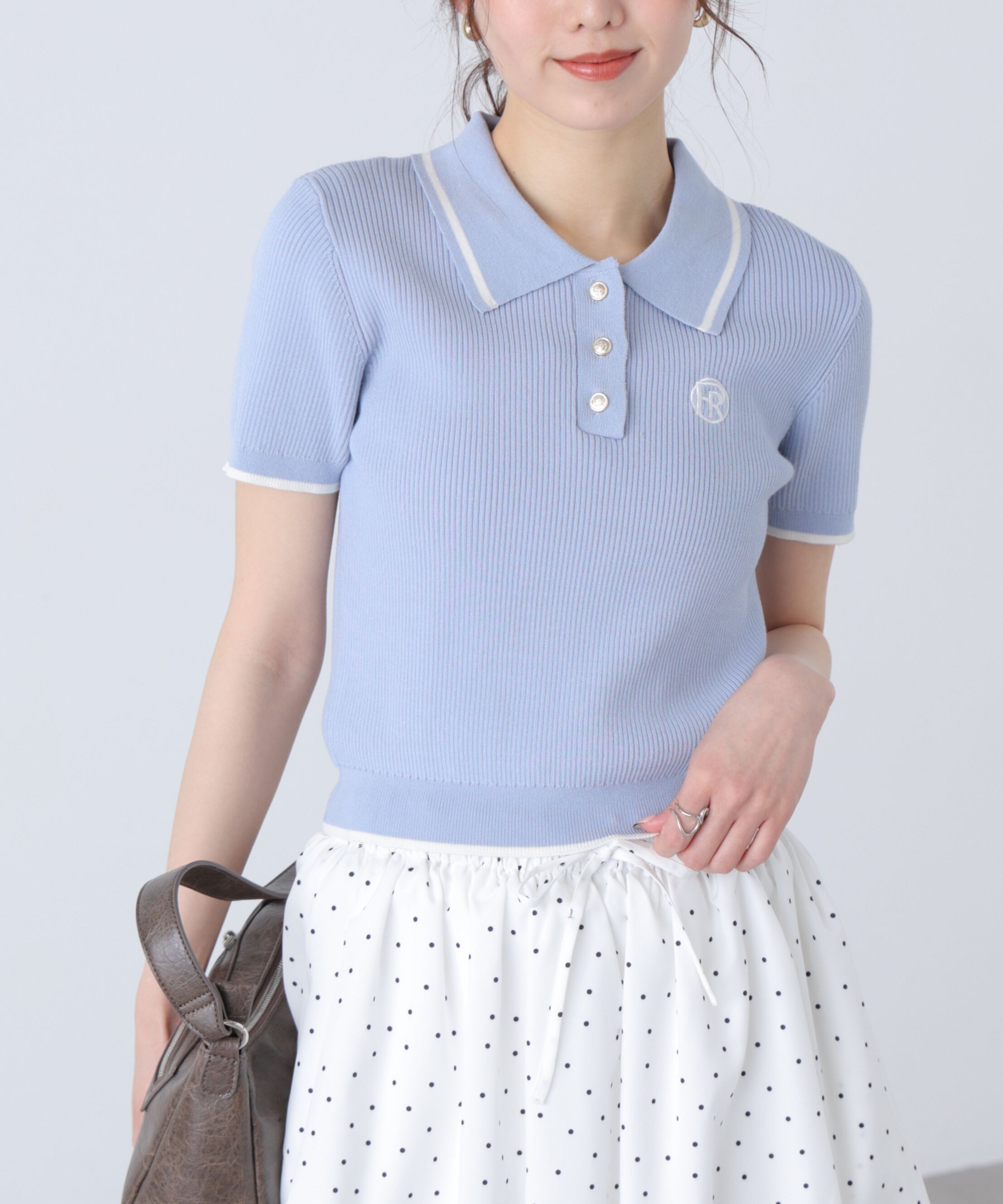  「配色コンパクトポロニット」|ニット・セーター|