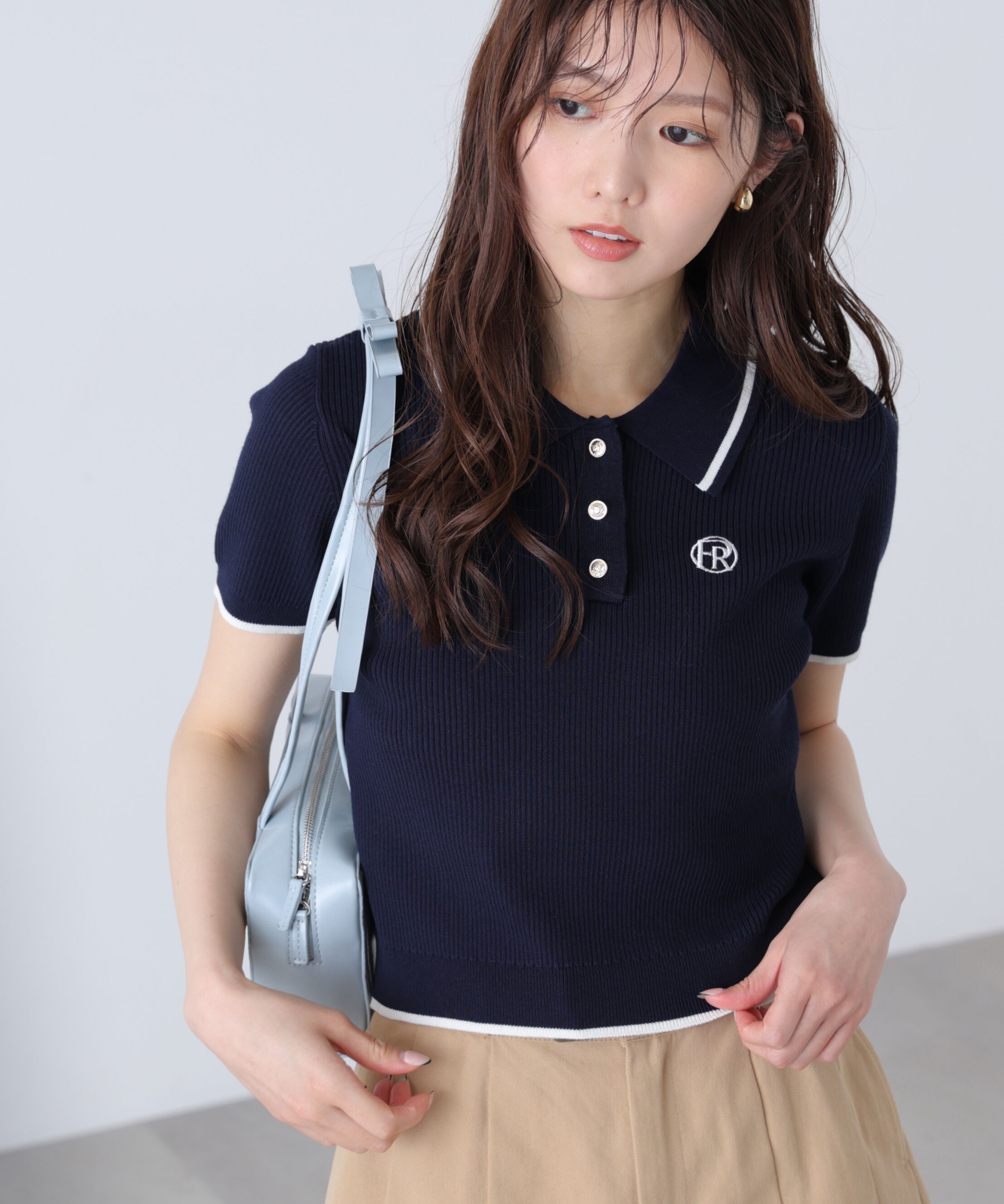  「配色コンパクトポロニット」|ニット・セーター|