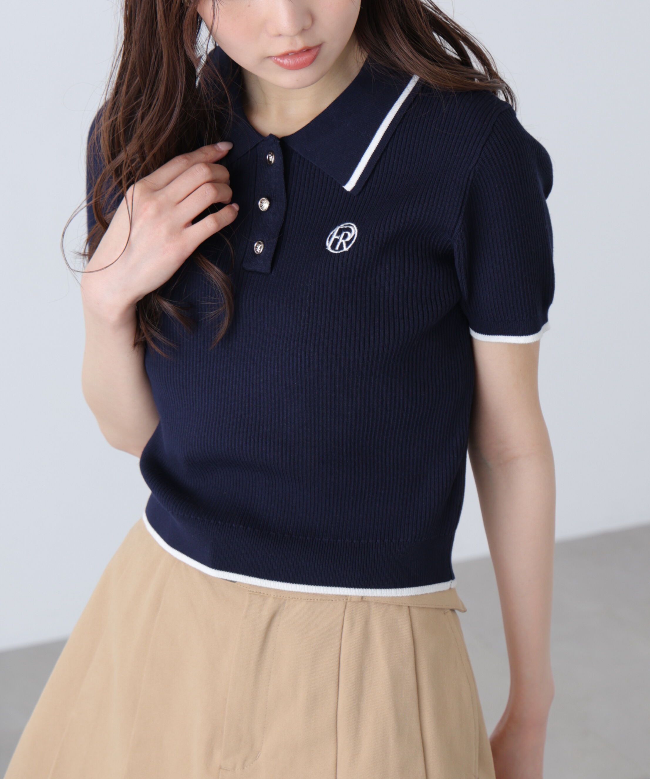  「配色コンパクトポロニット」|ニット・セーター|