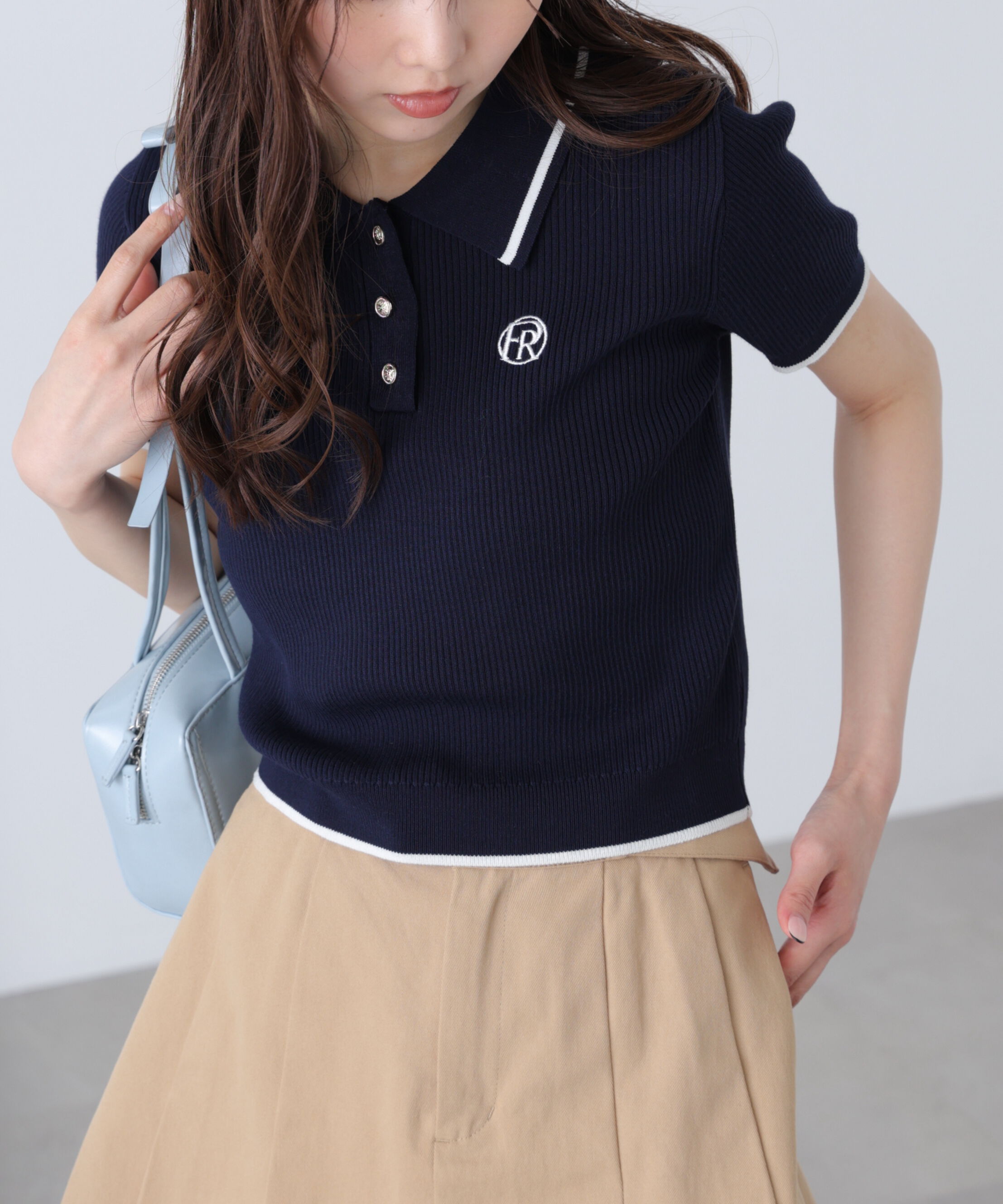  「配色コンパクトポロニット」|ニット・セーター|