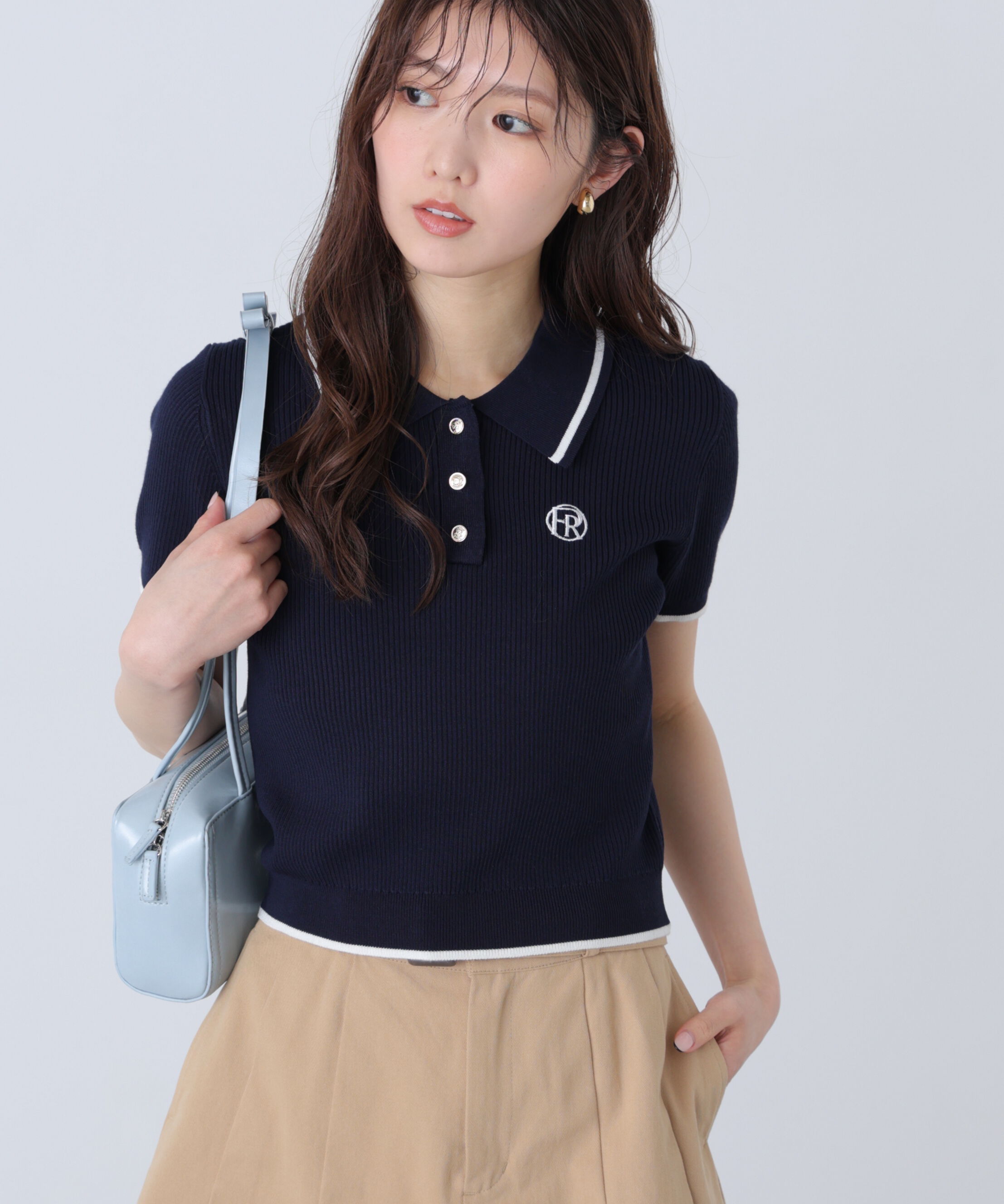  「配色コンパクトポロニット」|ニット・セーター|