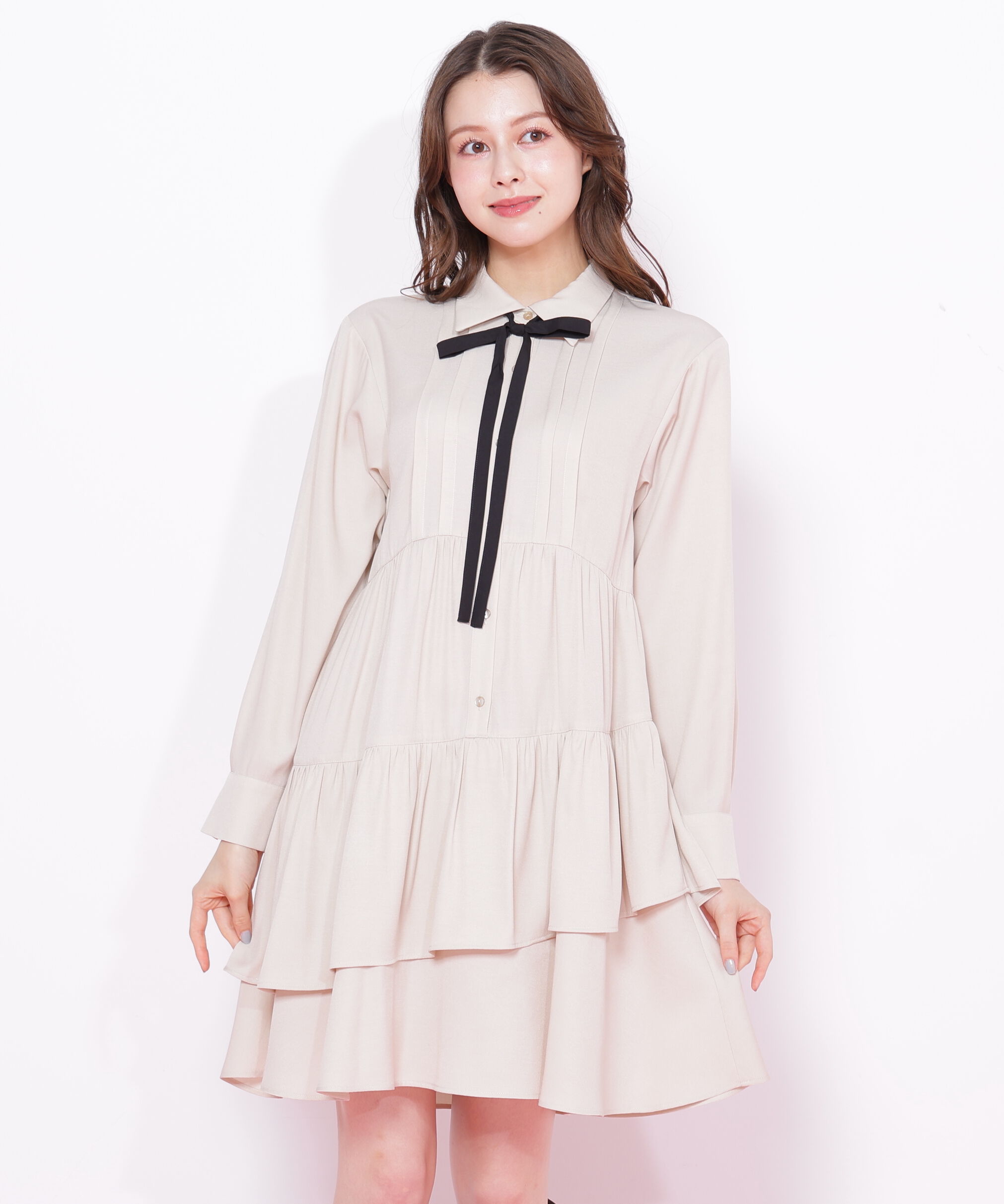  「ティアードミニシャツワンピース」|ワンピース|