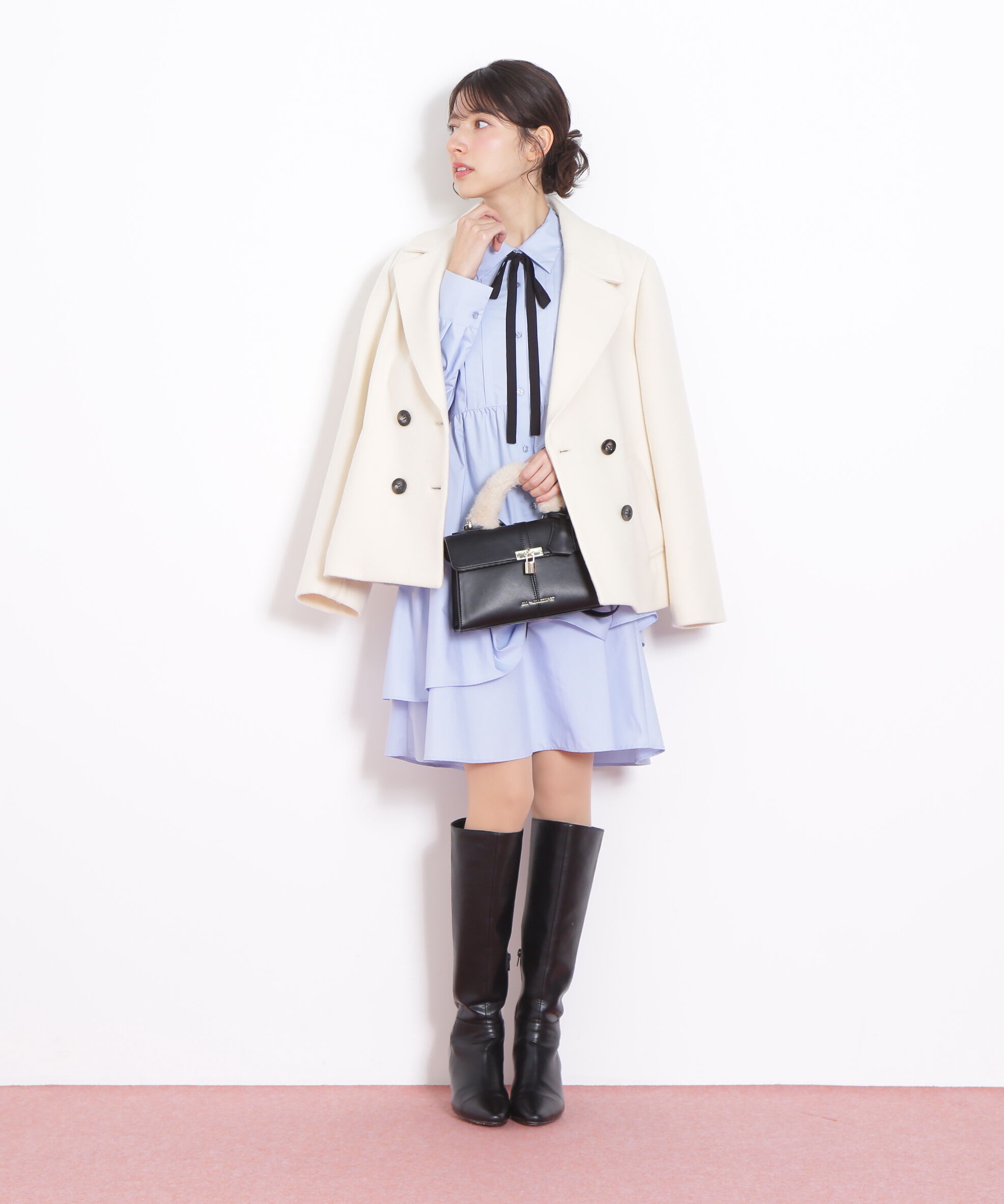  「ティアードミニシャツワンピース」|ワンピース|