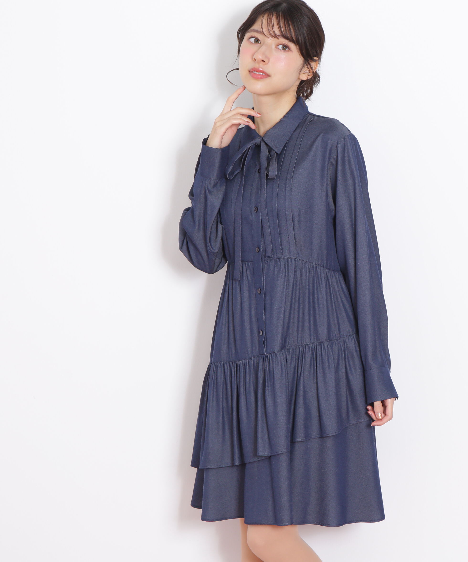  「ティアードミニシャツワンピース」|ワンピース|